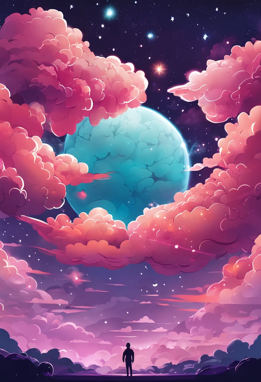 Galactic Sky": Create a cloud design that resembles a galaxy, com cores vibrantes e estrelas dispersas no fundo.
