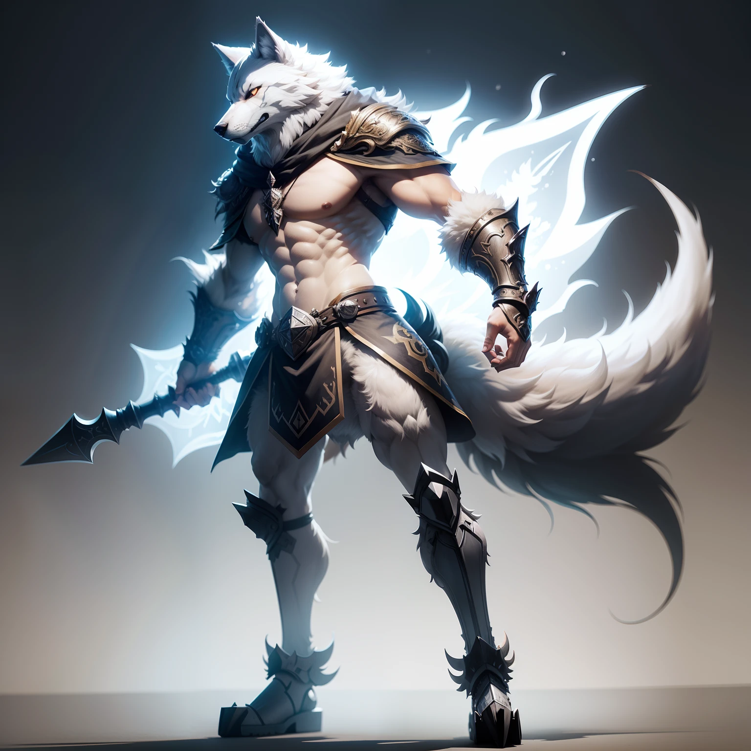 Rpg design, wolf, on two legs, transparent background, Growls