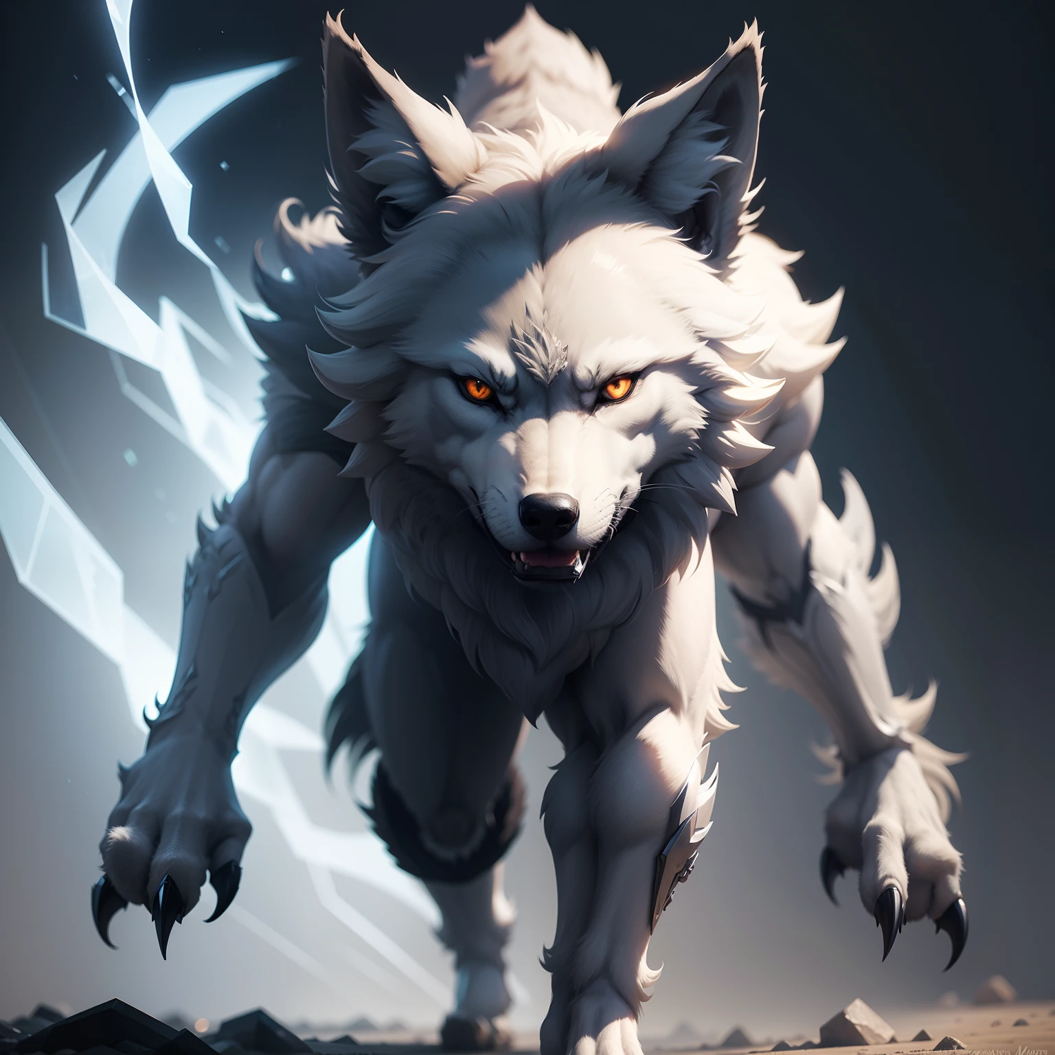 Rpg design, wolf, on two legs, transparent background, Growls