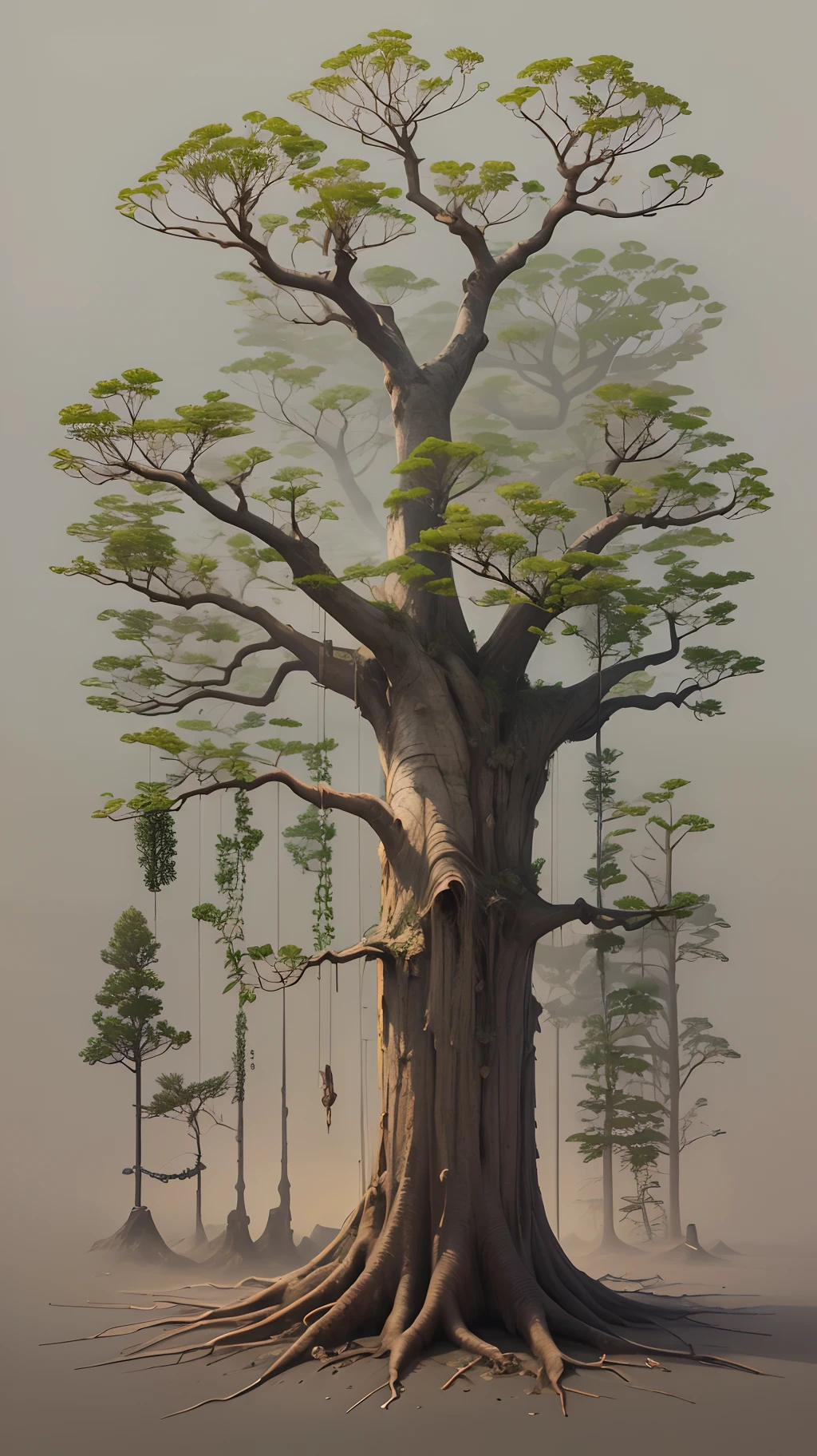 Create an image of a tree with solid roots, where each branch represents a reliable source of information, conveying the idea of information solidity ar 16 : 9 --auto --s2