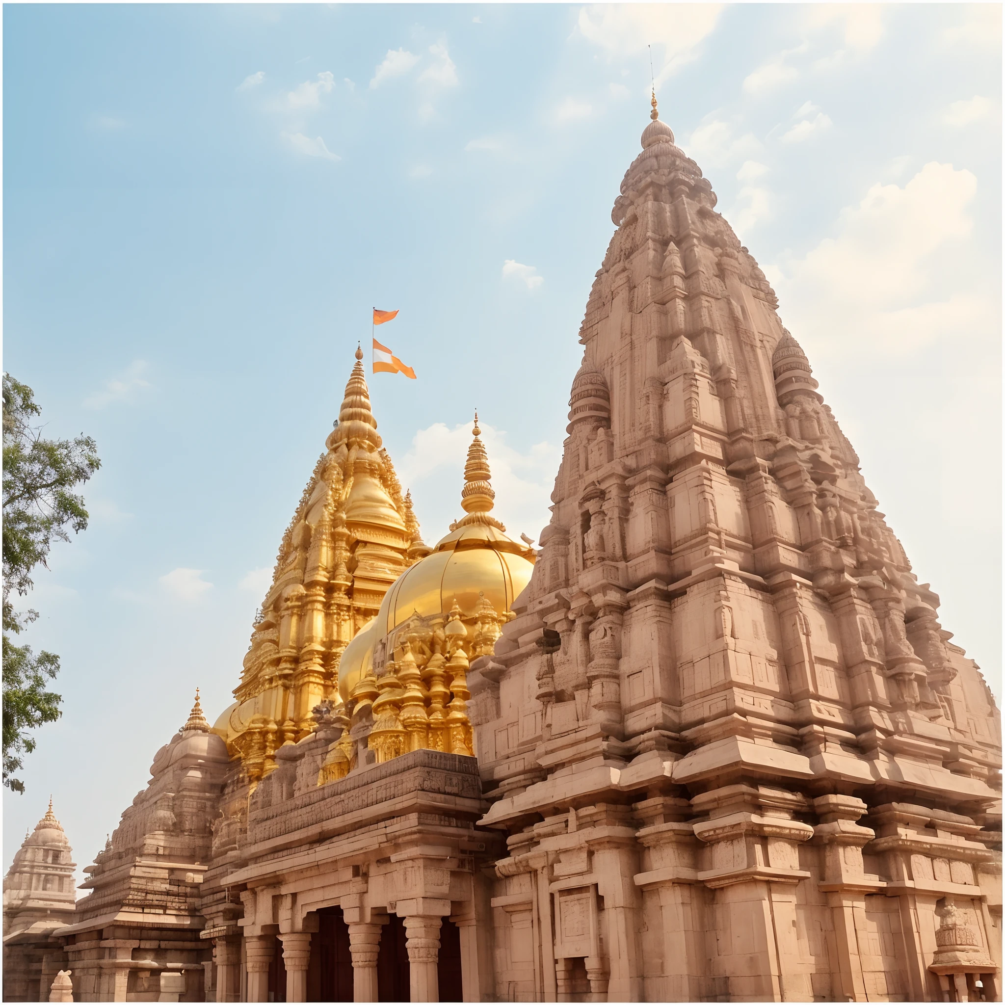 arafed view of a large building with a golden dome, indian temple, temple background, large temples, indore, temple, a temple, cybertronic hindu temple, khajuraho, shaved temple, temple in the background, hindu temple in background, full - view, temples, monolithic temple, beautiful image, immaculately detailed, epic khajuraho