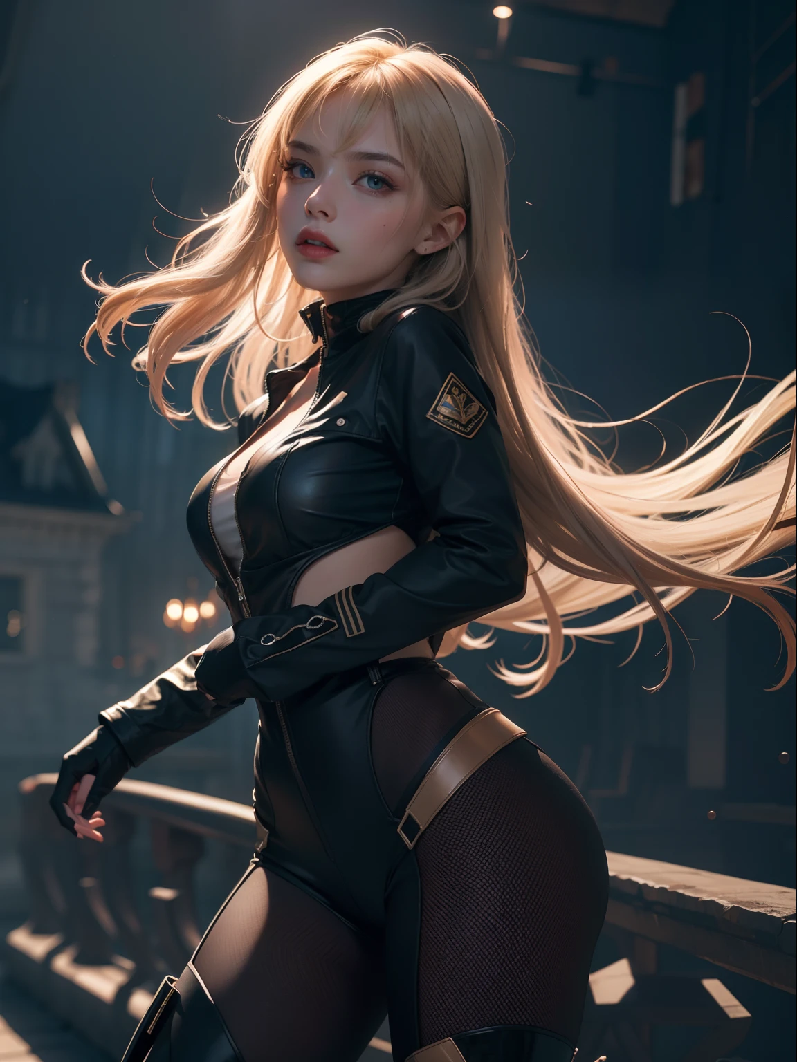 beautiful girl, Blonde hair, blue eyes big, cute face sexy pose top and rock, UHD, masterpiece, anatomically correct, Textured leather, Super Detail, High detail, high quality, Best quality, a high resolution, 8k