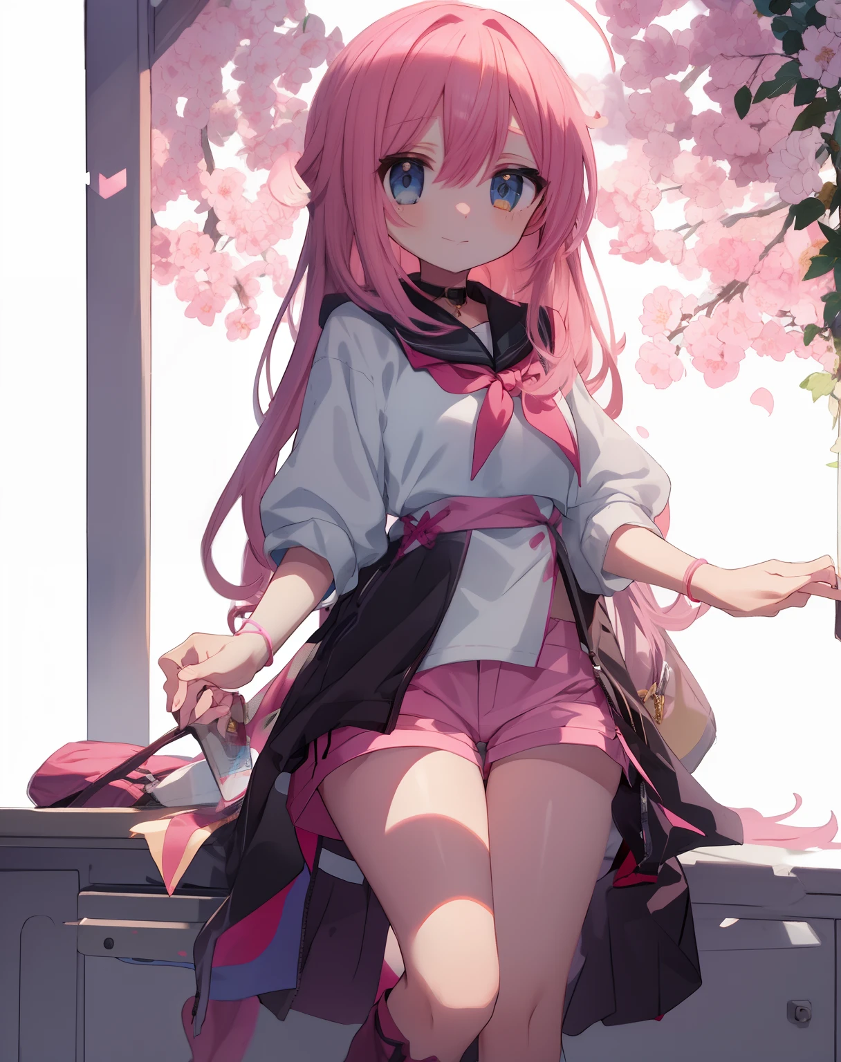 Pink shorts、Chino shorts opening、Shorts and thigh gap