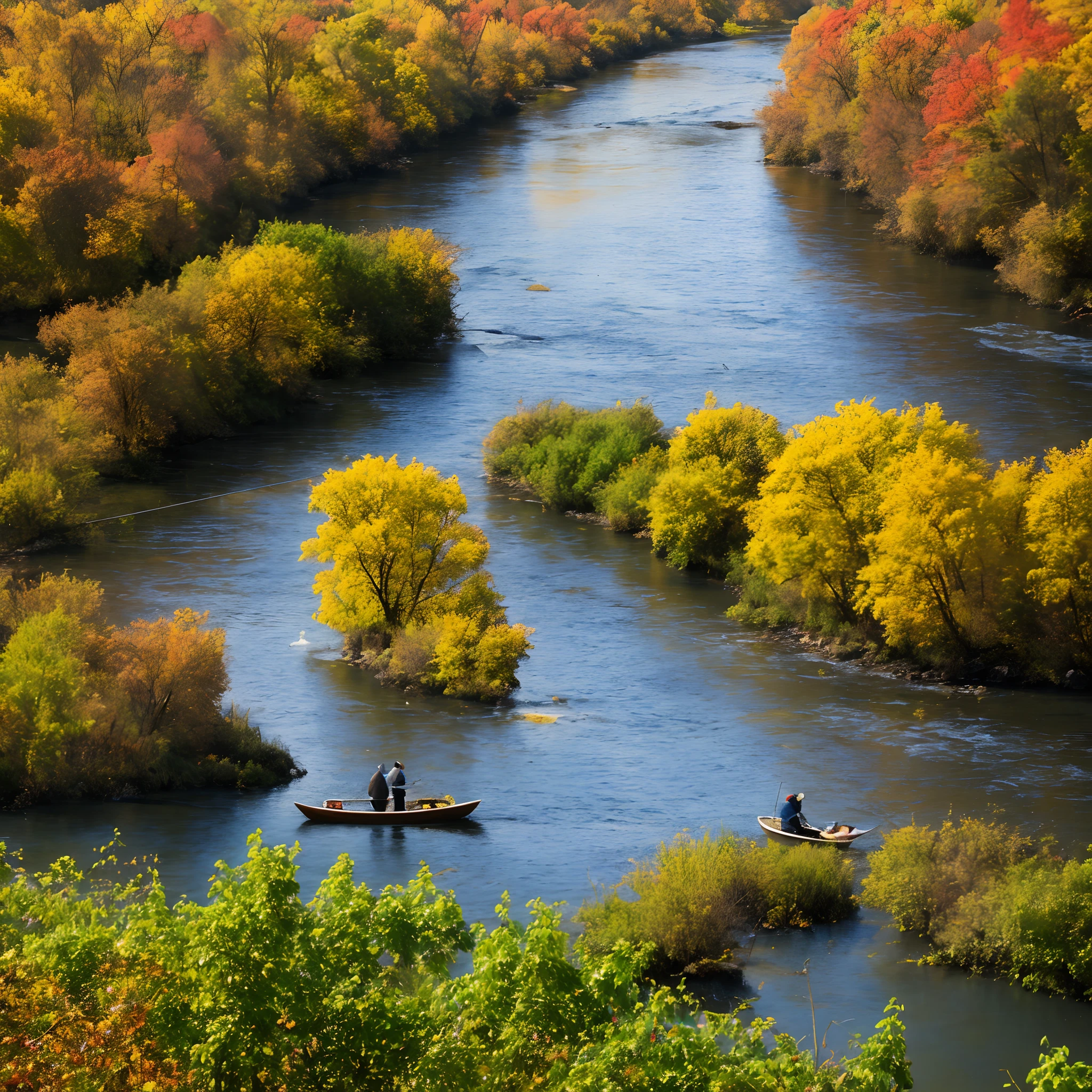 One beg, one kasa and one flat boat，One inch of silk and one inch hook，A song of wine，One person fishing alone and one river autumn