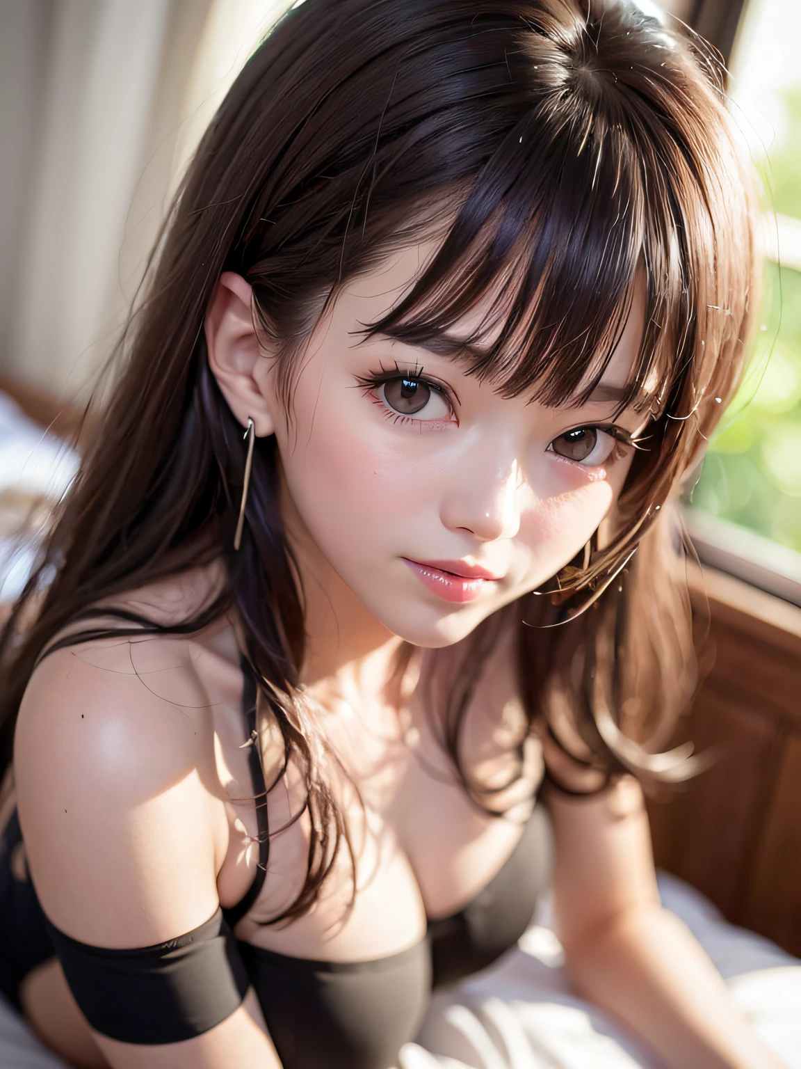 1 young girls, Super beautiful detailed face, Staring at me, Open mouth slightly, shyly smile, Multiple girls, Raw photo, (Best Quality:1.2), masutepiece, 8K, high details, hight resolution, With the highest quality, High-definition raw color photos, professional photograpy, Cinematic Light, (Fine face:1.2), (Beautiful breasts:1.2), (Summer high school uniform with wide open chest:1.5), Beautiful breasts, (Panties), classroom, (((Bokeh))), depth of fields, (View from below:1.2),