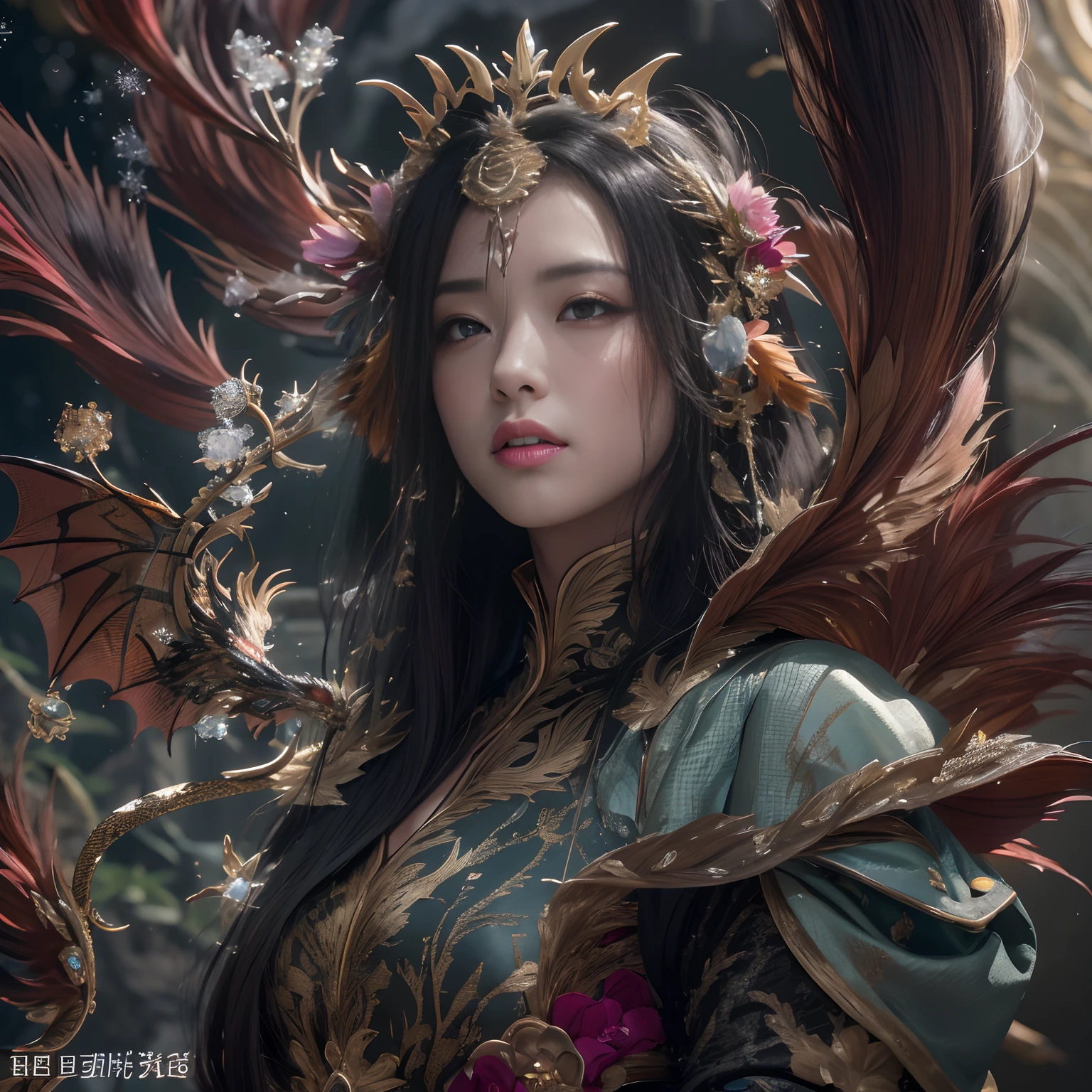 ((masterpiece)、(top-quality)、(reallistic))、beautiful queen:1.4、Bondage style、latex shiny、By Luis Royo:1.4、1girl in、Sexy Daughter、Attractive earrings with impressive beauty、a choker、a necklace、piercings、(Super beauty)、Super Ultra Ultra Bikini、standingn、fullllbody:1.4、(Beauty in return)、Fantastic mythological landscape