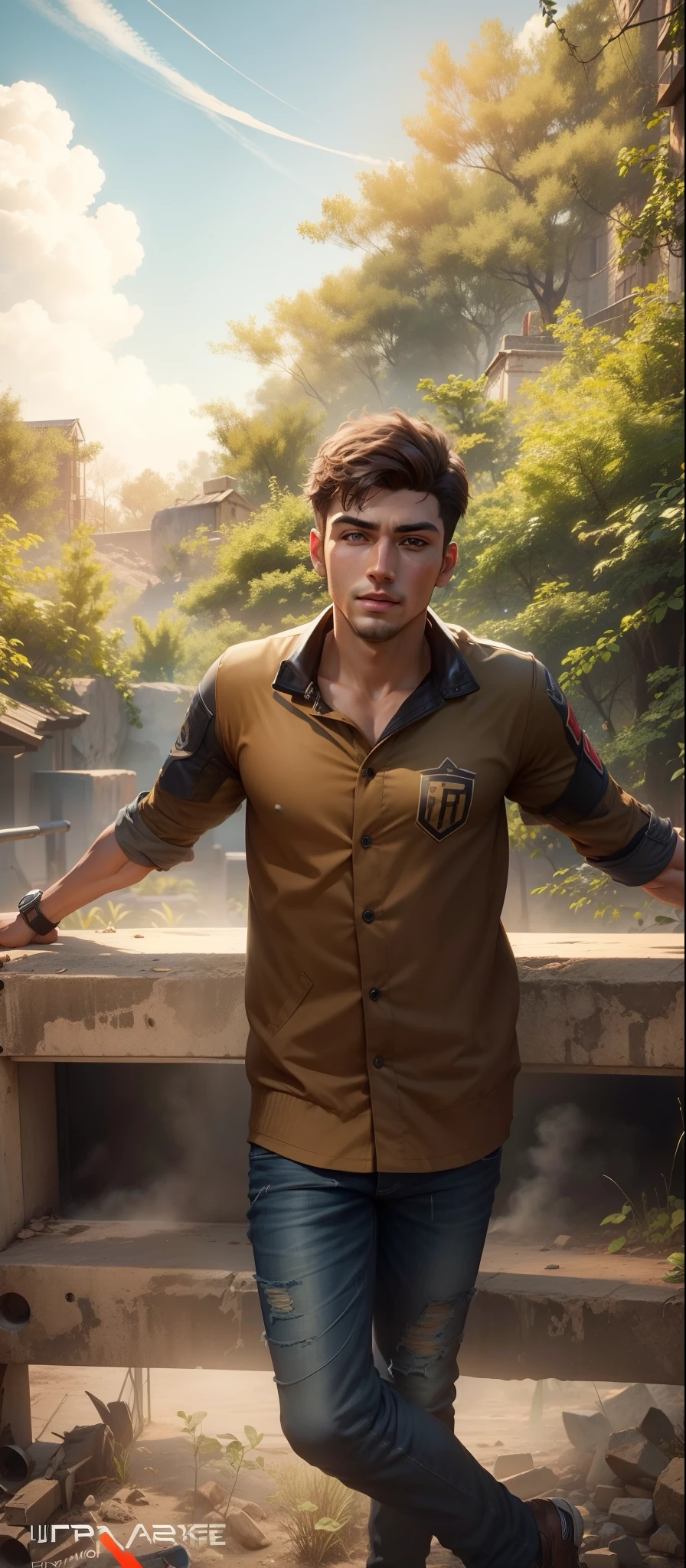 Handsome boy ultra realistic Free fire gaming logo