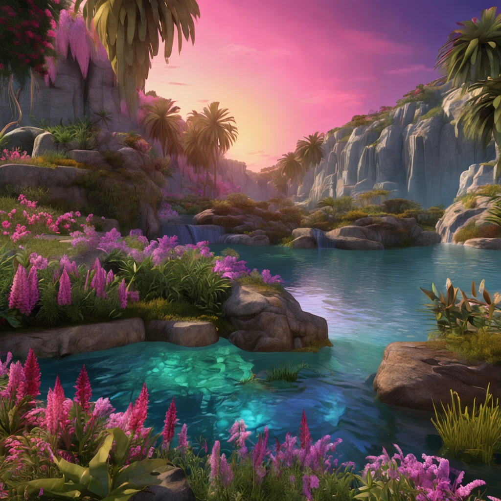 landscape, flowers, bushes, water,(extremely detailed CG unity 8k wallpaper), most beautiful artwork in the world, professional majestic oil painting, intricate, high resolution, Sharp focus, dramatic, photorealistic, painting art, hyper-realistic (Van Gough Style)