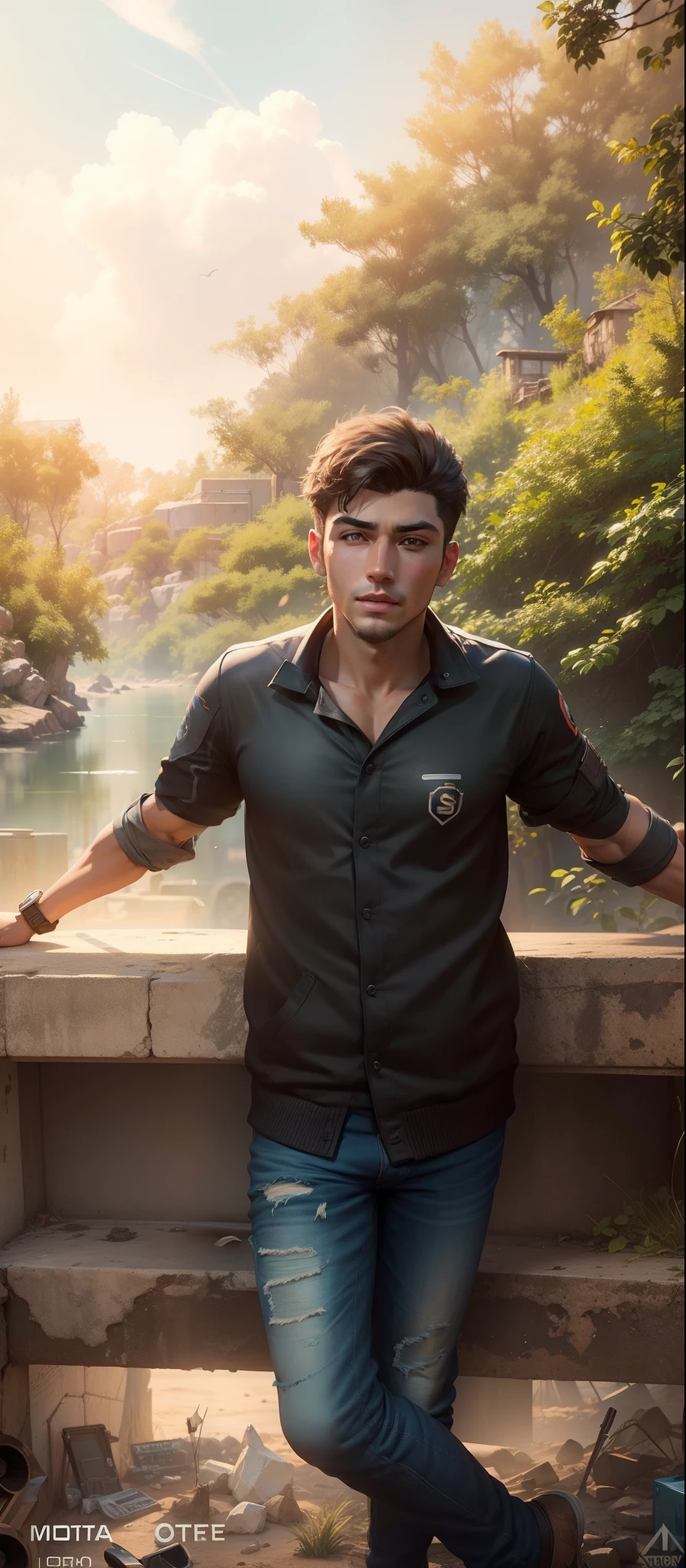 Handsome boy ultra realistic Free fire gaming logo
