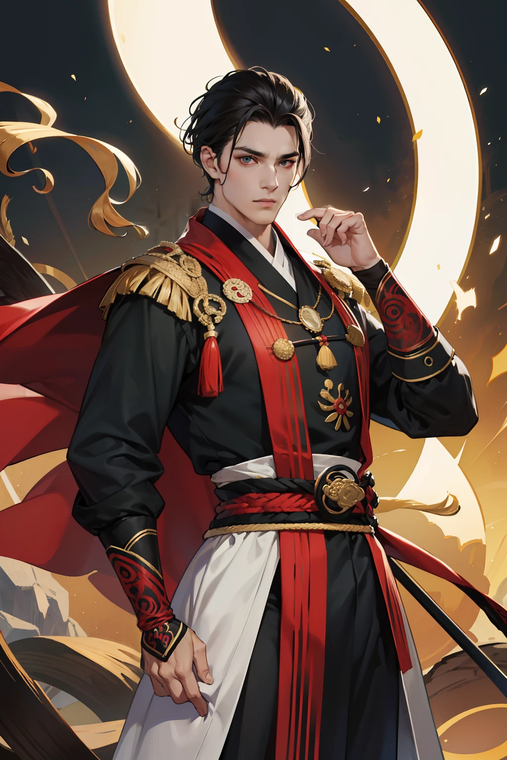 NSFW, obra-prima, melhor qualidade, ultra-detalhado, semi-realista, detailedfacialfeatures, 2 homens maduross,usando roupa toda negra antiga wuxia,cabelos compridos brancos,olhos escuros,barba branca comprida,roupa masculina de batalha,Martial sect Clan Elder Style,manly,olhar arrogante ,homem velho,He is standing holding in his left hand a whip and in his right hand a thin one, espada ancestral afiada