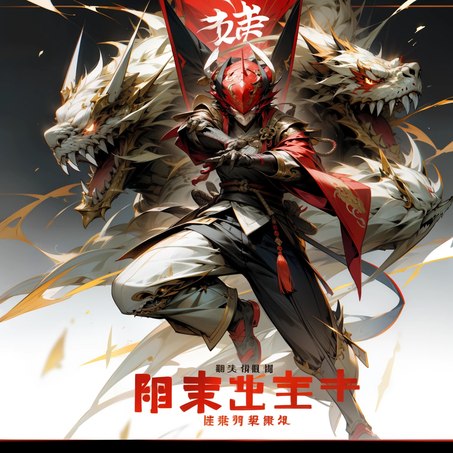 Chinese Dragon Knight，The text title on the right，Background is information