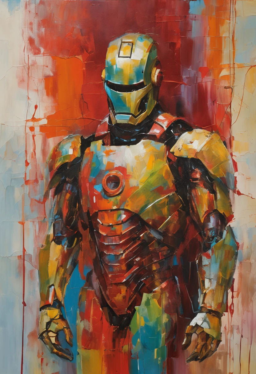 a ironman in cybernetic armor, ultra detalhado, cor vermelho . ::n_ desenho, Imperfection, baixa qualidade, boneco, jogo, anime, assinatura
