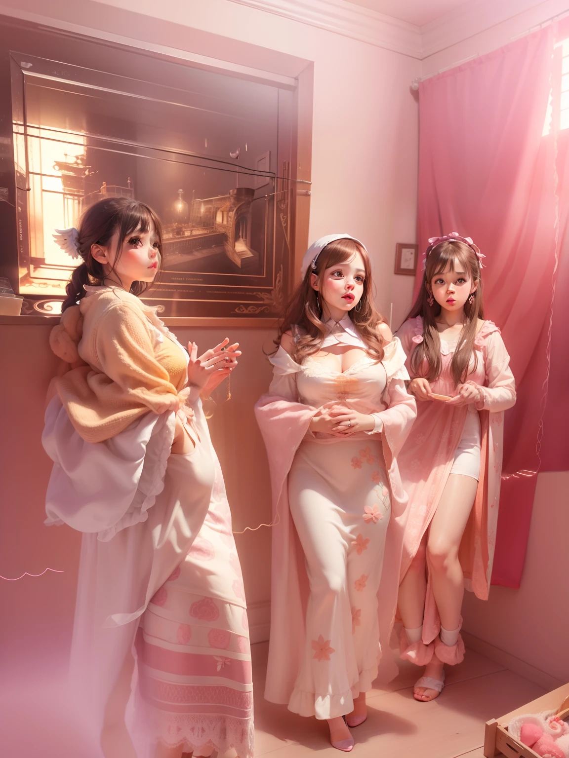 Change background cute angel angel funk like mother and sister realistic pic  ultra HD 8k 4K