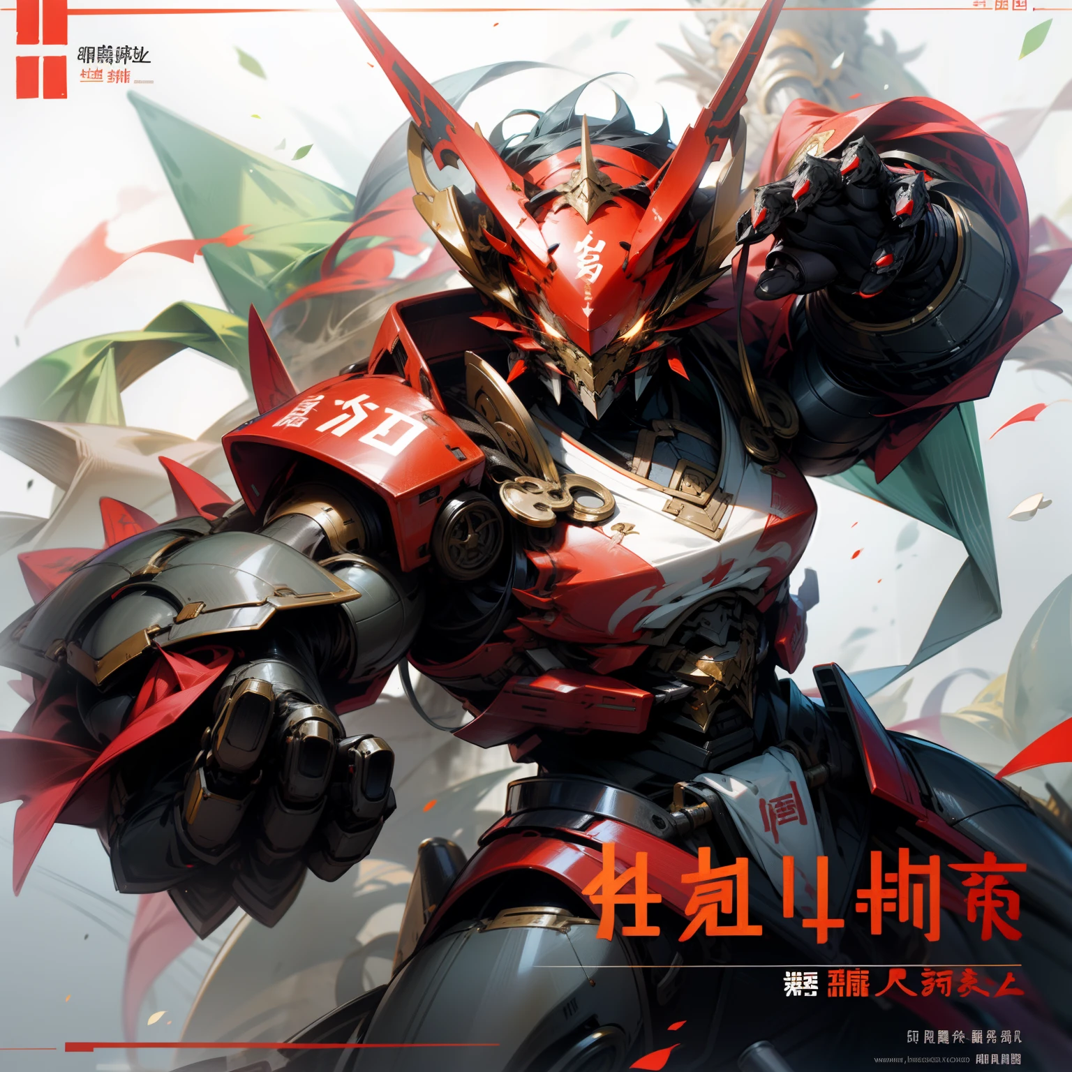 Chinese Dragon Knight Mecha,Chinese-style text title,The background is data analysis