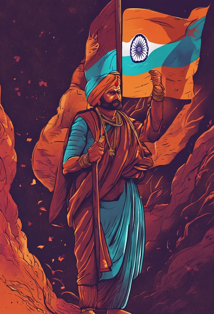 indian prime minister with jai sree raam flag in hand