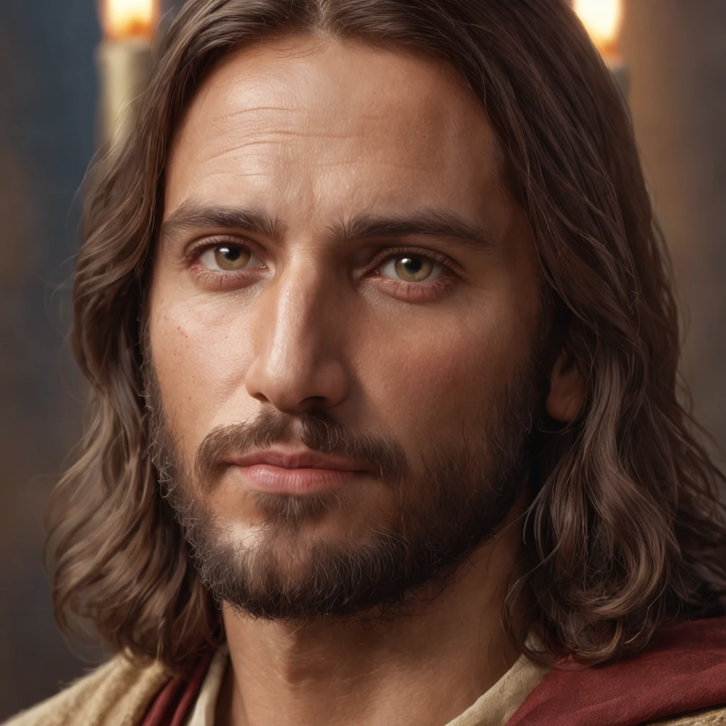 imagem de um homem com barba e capuz, Retrato de Jesus Cristo, Jesus Cristo, jesus of nazareth, Rosto de Jesus, Jesus, Greg Olsen, painted in high resolution, pintado digitalmente, 8k resolution digital painting, 8k resolution digital painting, ultra detalhe. pintura digital, Directed by: Scott Gustafson, pintura digital ultra realista