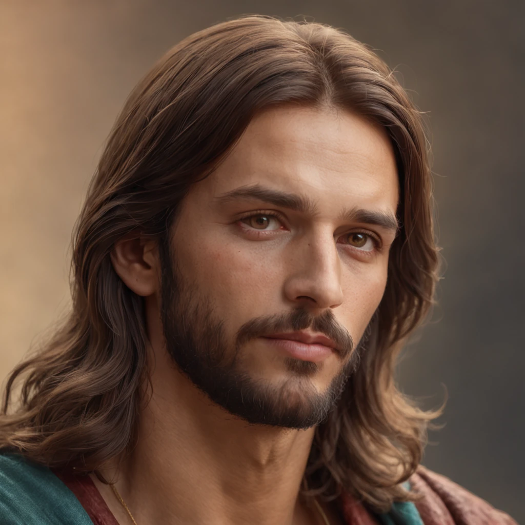 imagem de um homem com barba e capuz, Retrato de Jesus Cristo, Jesus Cristo, jesus of nazareth, Rosto de Jesus, Jesus, Greg Olsen, painted in high resolution, pintado digitalmente, 8k resolution digital painting, 8k resolution digital painting, ultra detalhe. pintura digital, Directed by: Scott Gustafson, pintura digital ultra realista