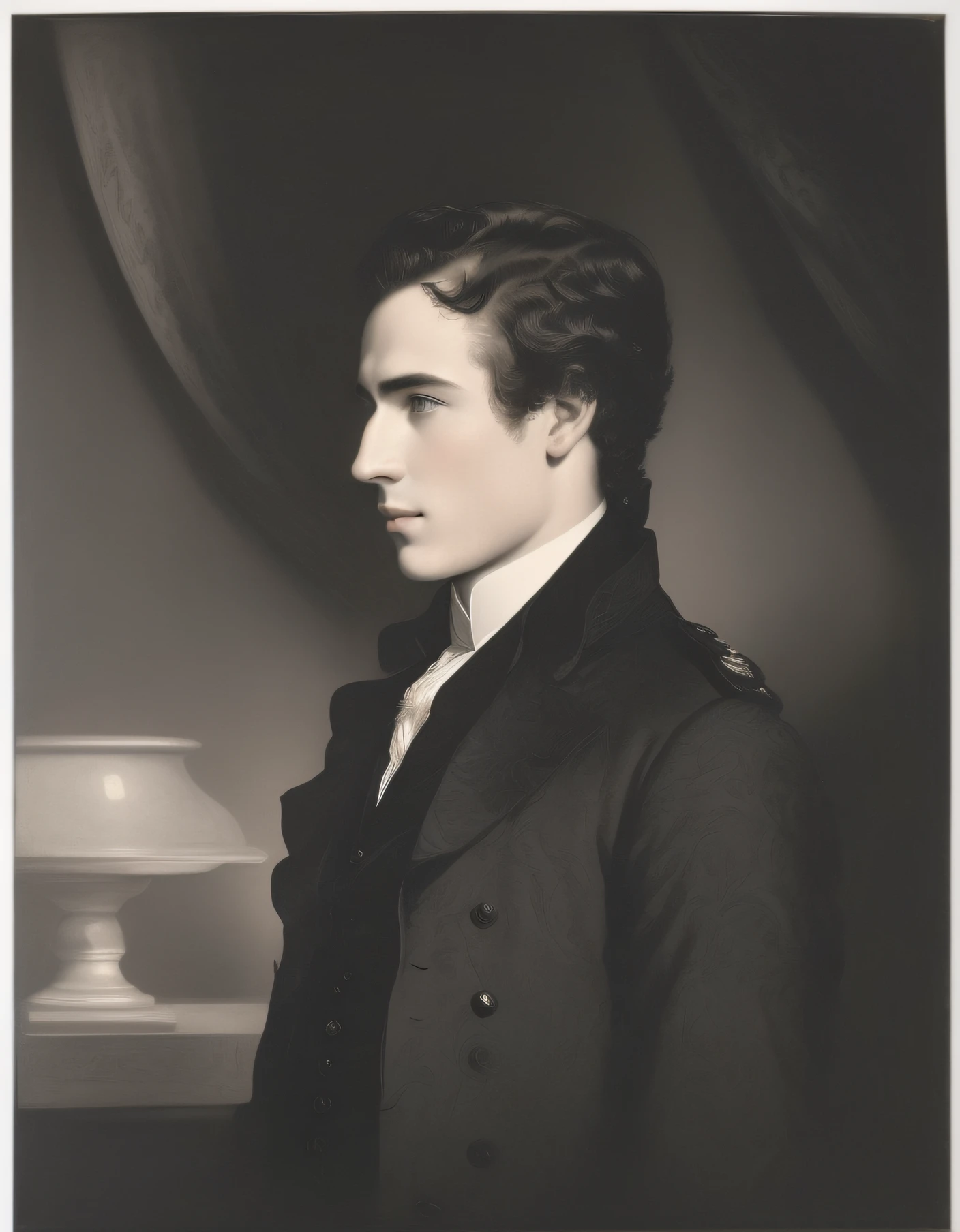 arafed portrait of a man in a black suit and white shirt, alexander wells, portrait of archie andrews, by Samuel Colman, lithograph, painting of a man, 3 / 4 view portrait, a mid-nineteenth century engraving, inspired by Felix Octavius Carr Darley, by Henry Ives Cobb, Jr., inspired by Samuel Colman