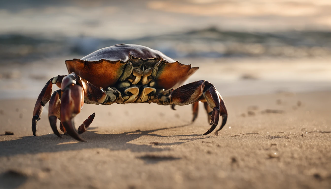 Crab shell tough, cinco pares de patas e dois pares de antenas corpo humano. The first pair of legs is endowed with tweezers or claws. roupa feminina dourada e capa