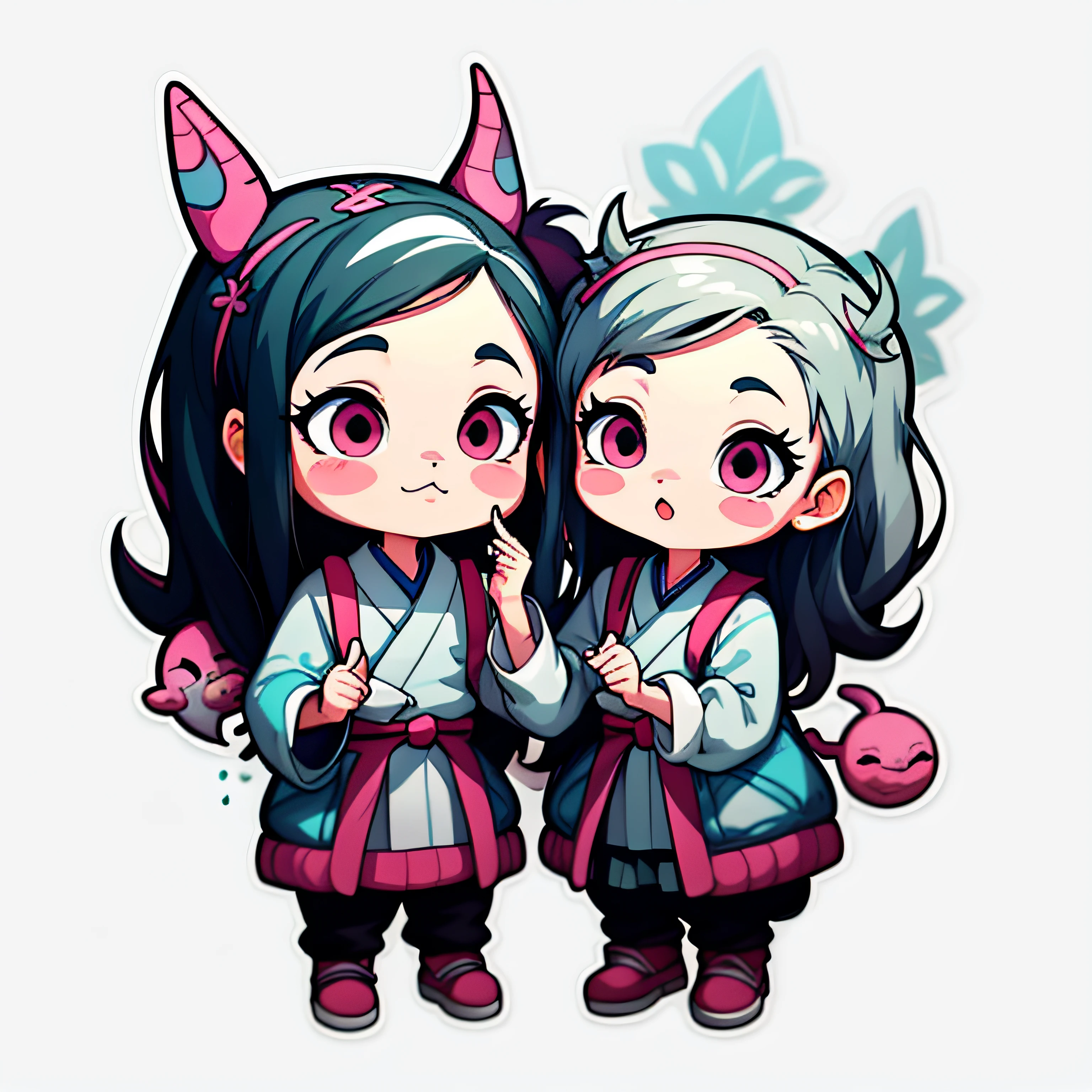 Stickers, cute all kinds of Cute Anime Demon Slayer Nezuko, simple background, overlook, overlook