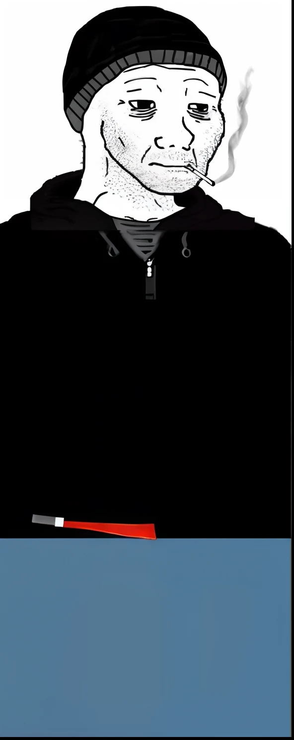 Alafeld painted a man smoking in a hat, Red Dieter meme, fvckrender, he is smoking a cigarette, meth head, dank meme, twisted god with no face, Bone surface, drawn with photoshop, chad, Cartoon image, digital art - w 640, drawn in microsoft paint, Blackn clothes
