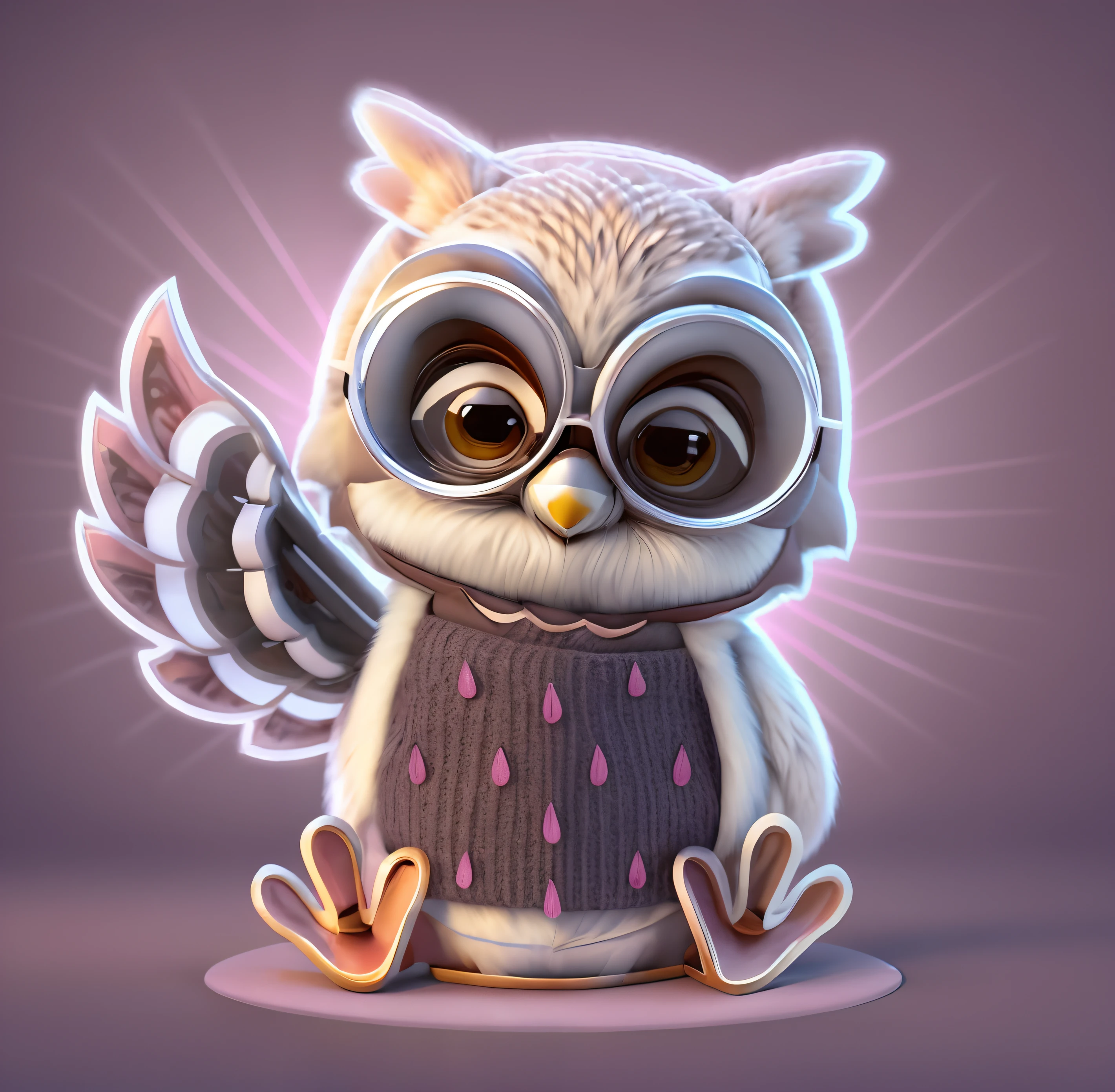 cartoon owl with glasses sitting on the ground, cute owl, with a cute fluffy owl, mixture between an! owl and wolf, an owl, very very small owl, the wisest of all owls, cartoonish cute, cute, cartoonish vector style, cutie, mascot illustration, owl, so cute, chibi, cute cartoon character, created in adobe illustrator