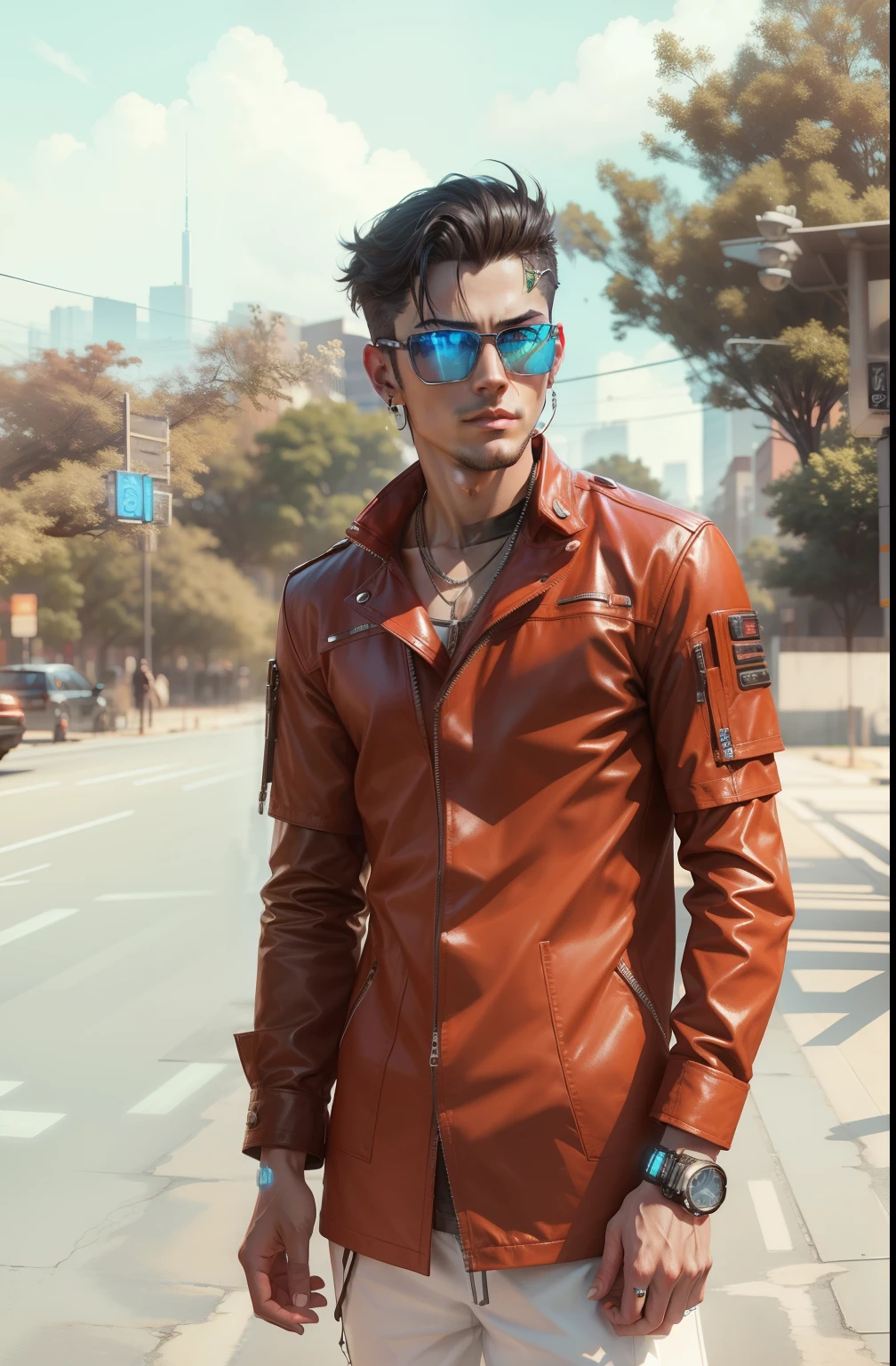 Change background cyberpunk handsome boy, realistic face, 8k, ultra realistic,