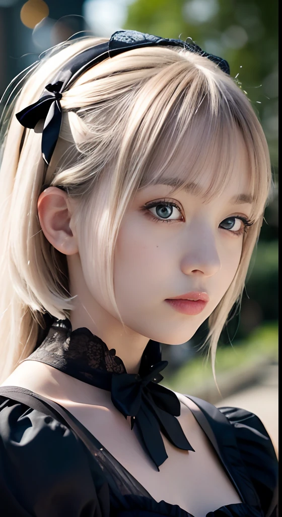(masutepiece, Best Quality:1.2), 8K, 85 mm, Official art, Raw photo, absurderes, Platinum Blonde Hair, (Blue eyes, ta Fashion, sweetlolita, Gothic, Dress:1.2), Idol face, full body Esbian, Beautiful Girl, gardeniass, Copenhagen, Short sleeve, Elegance, Sophisticated, gardenia, Looking at Viewer, Film grain, chromatic abberation, Sharp Focus, face lights, Dynamic lighting, Cinematic lighting, Detailed face, Bokeh background