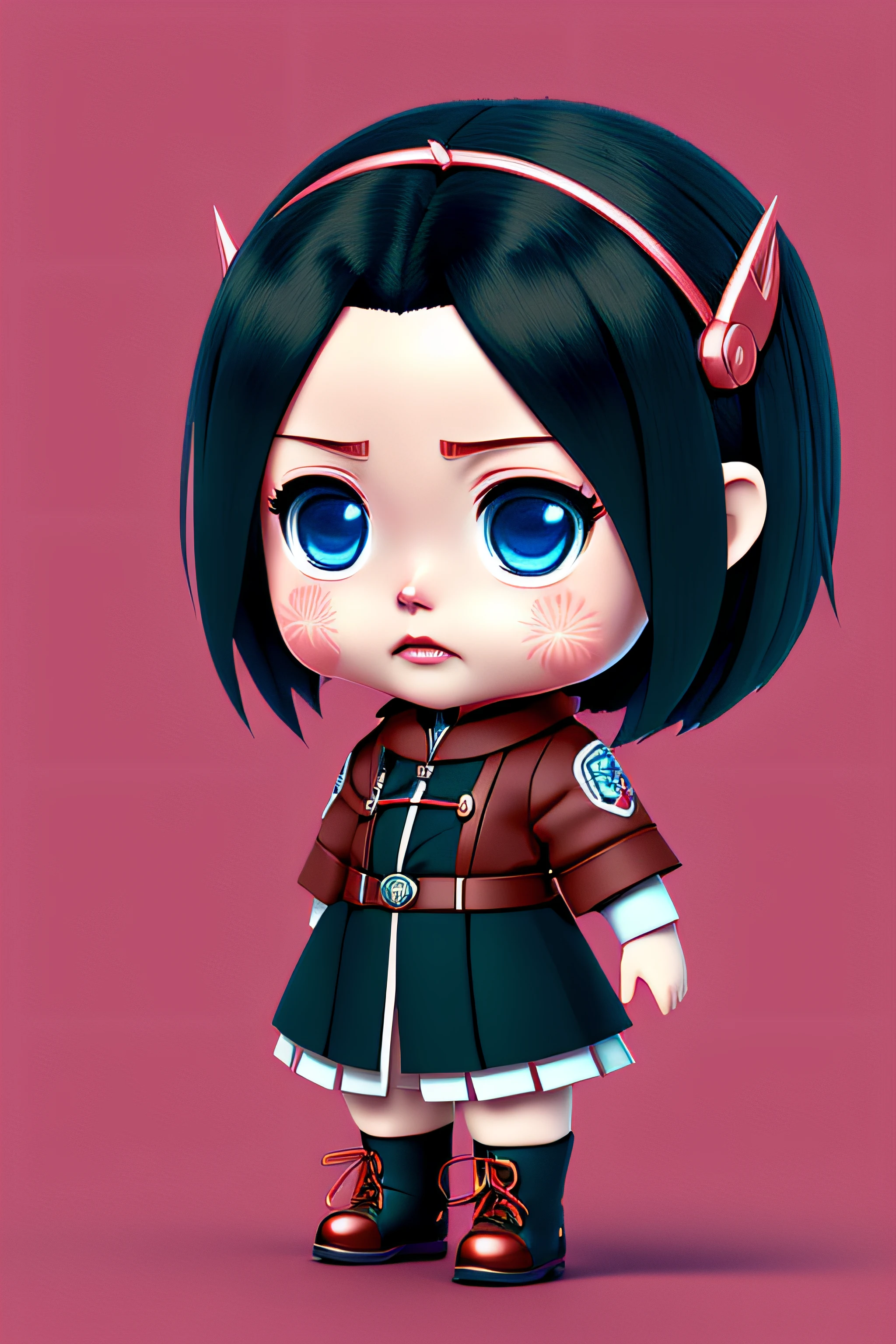 (cbzbb:1.25), Portrait of cutest Kawaii Anime Demon Slayer Nezuko by Mikasa baggins, artstation, CGI_Animation, feliz Chibi
