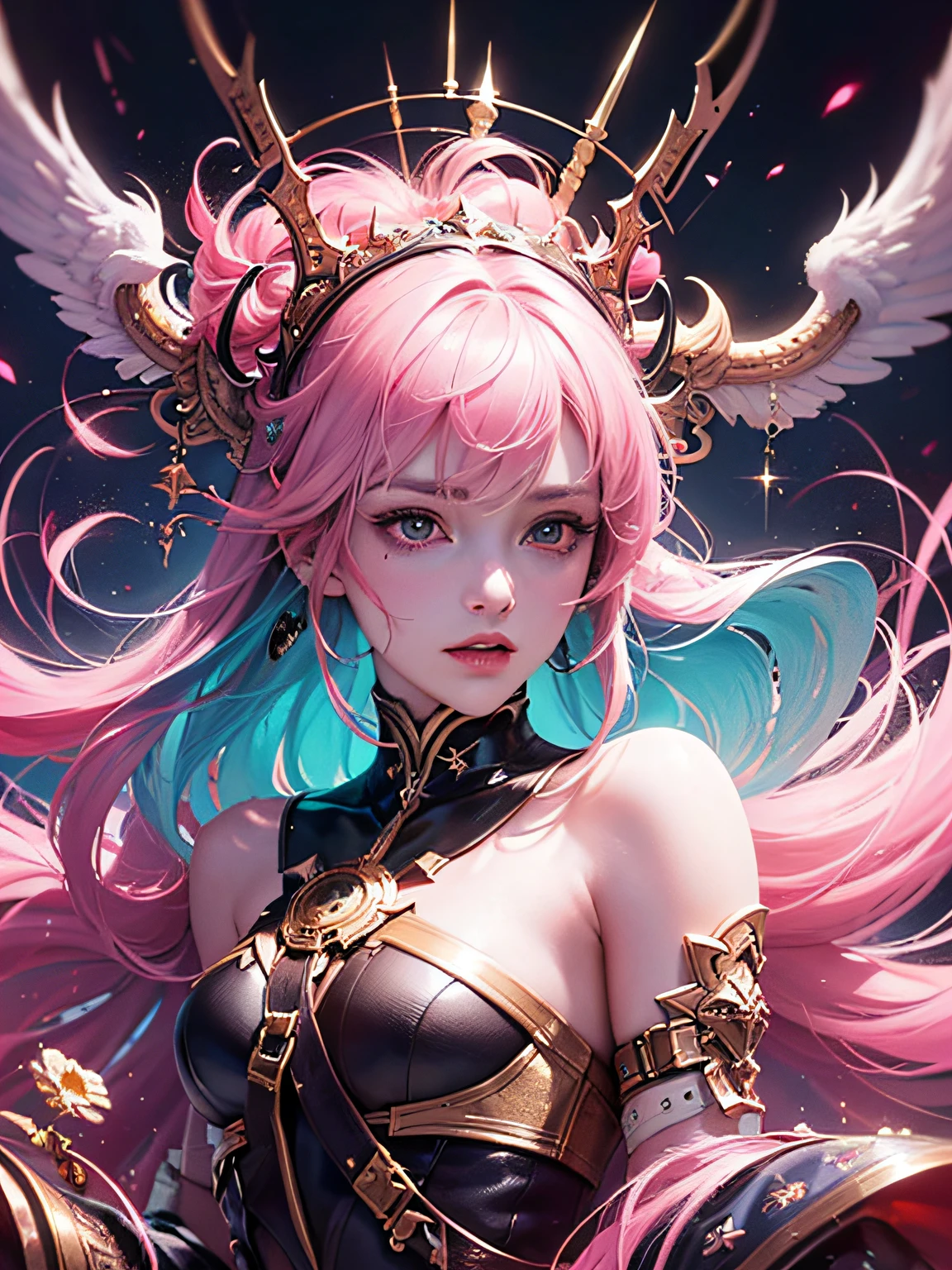 ((anime art: 1.5)), RPG art, Dark fantasy anime art, comic portrait  pin up picture of Barbie as a dominatrix queen ((full body: 1.5)), (best details, Masterpiece, best quality :1.5), ultra detailed face (best details, Masterpiece, best quality :1.5), ultra feminine (best details, Masterpiece, best quality :1.5), wearing latex pink mini dress, pink stockings, pink high heels, long braided hair, hair pulled back, blond hair, dynamic background (best details, Masterpiece, best quality :1.5), ultra best realistic pictures , best details, best quality, 16k, [ultra detailed], masterpiece, best quality, (extremely detailed), ultra wide shot, photorealism, depth of field, hyper realistic painting, rpg portrait, Dark Fantasy page
