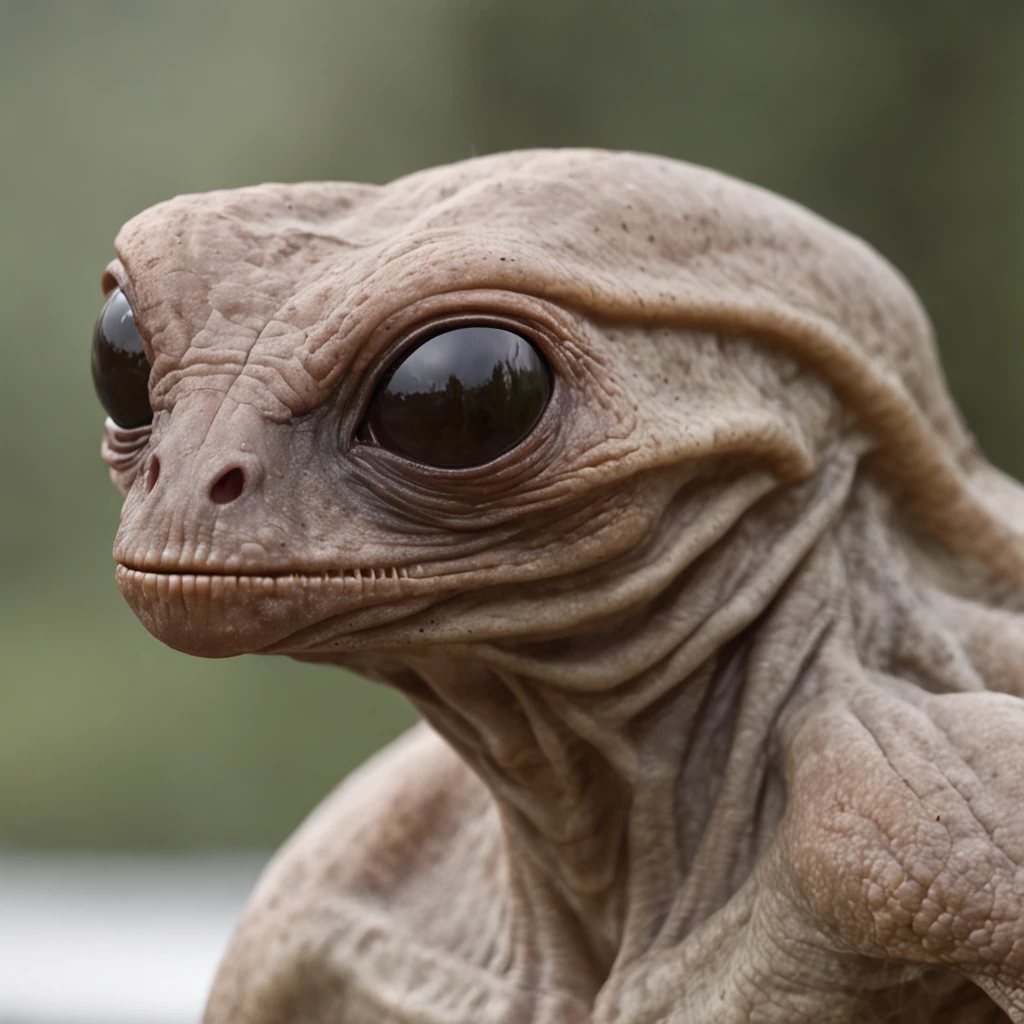 "Real image of a realistic extraterrestrial with scary appearance"