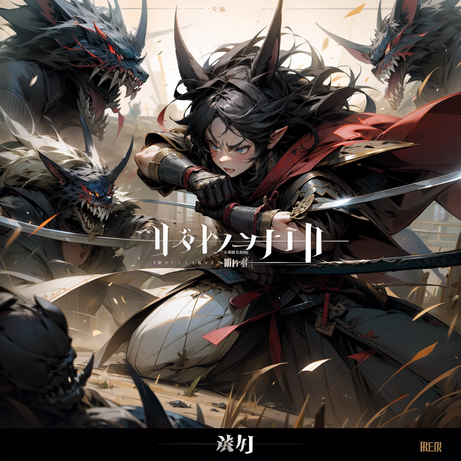Beast-eared samurai、coda,Text title、ancient battle field