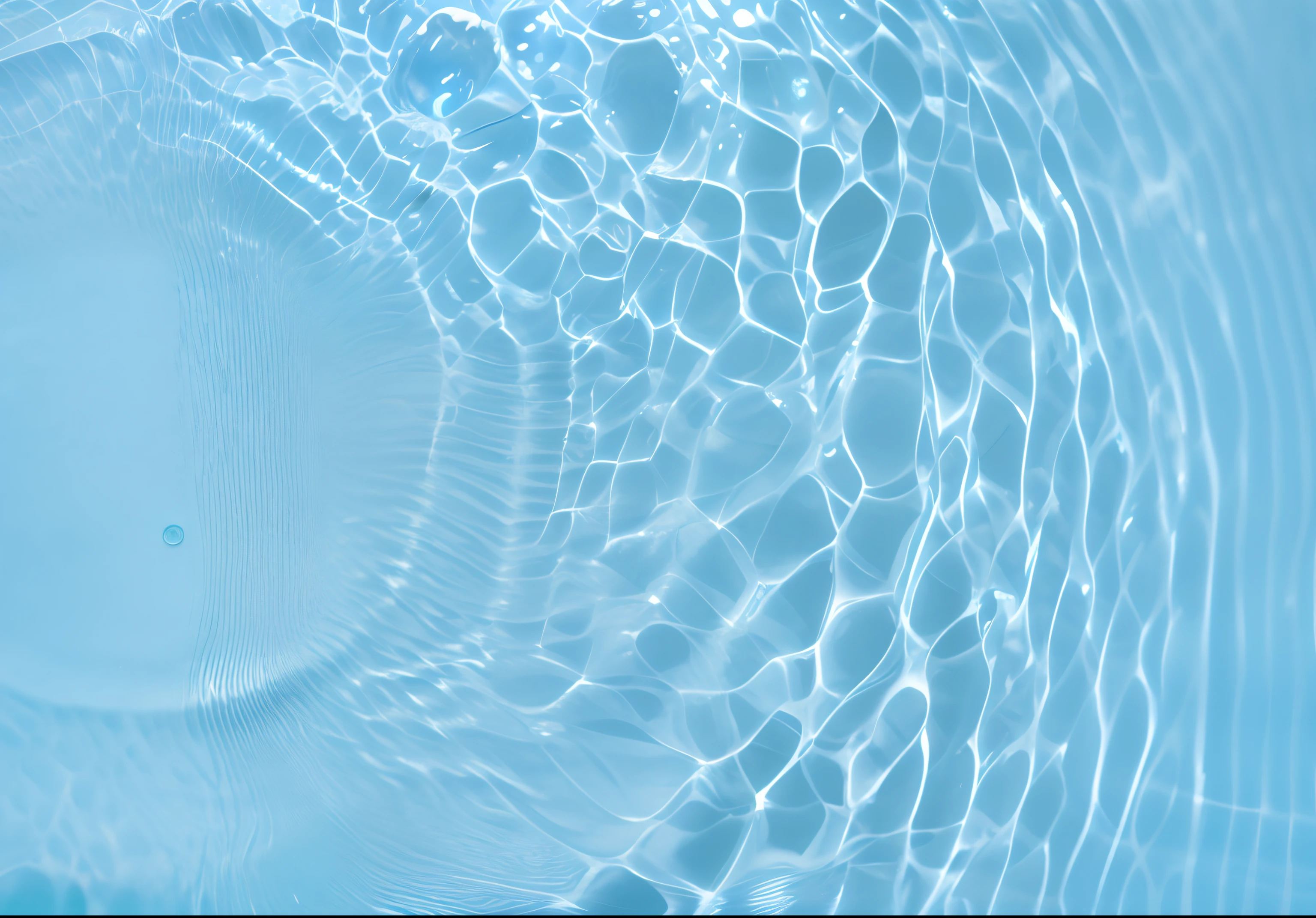 there is a pool with a blue water and a white frisbee in it, water texture, light blue water, detailed water, water background, rippling water, water ripples, water line surface, wavy water, deep clear pools of water, tansparent water, pool caustics, water swirling, extremely detailed water texture, swirly ripples, rippling