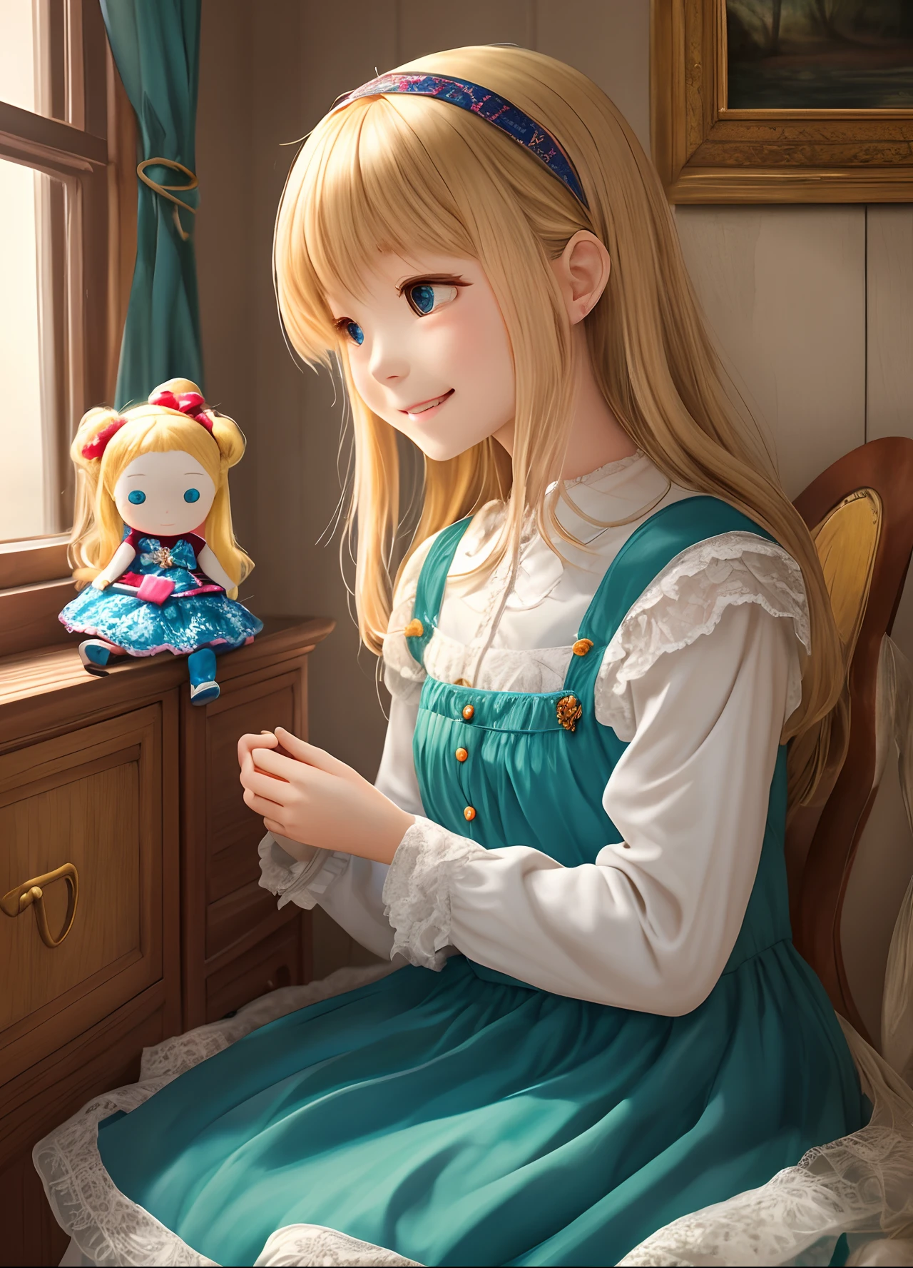 Sure、Chapter 1 of the story「Grandmother's mysterious doll」Start with。

 Grandmother's mysterious doll**

former times々、There was a girl named Sarah who lived in a small town。When she comes home from school every week、Headed to a heartwarming place - it was her grandmother's house。

My grandmother's house was、Standing in a quiet town、There was a beautiful garden。In its garden、Four seasons fold々Flowers々Blooming、Beautiful music was playing.。Sarah every time、I was looking forward to a visit to my grandmother's house。

one day、Sarah is playing in the garden and、Grandmother called her。「sara、Today is a special day。I'll introduce you to new friends.。」

Sarah excitedly walked into her grandmother's room.、Among them was a collection of mysterious dolls。Each doll is colorful、Each one seemed to have its own story。

My grandmother spoke with a smile。「These are the dolls I collected from all over the world.。Each of them has a record of their magical adventures.。」

Sarah is curious々で、Touch each doll、I listened to the story。however、Among them, the one that particularly stole her heart was、Beautiful blonde doll「lillie」vore。

Lily's eyes sparkle、The dress was beautifully painted as if fluttering in the wind。Sarah is fascinated by Lily's beauty、I asked my grandmother。「What is Lily's story?？」

Grandmother said with a smile。「It's a very special story.、sara。」Eta、Grandmother began to tell the story of Lily。 --auto --s2