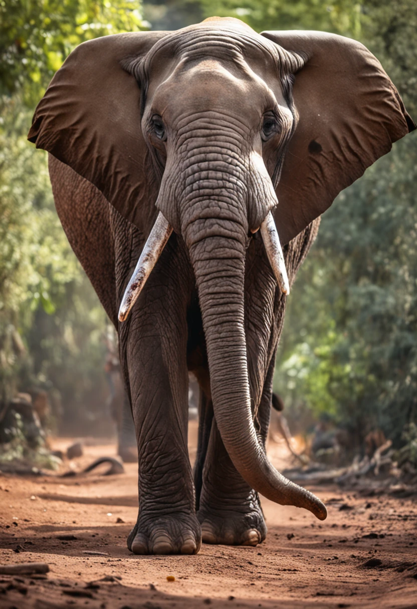 Tusks,Wilddieb,Elfenbein mit Blut bedeckt,elefanten,fotorealistisch,Elefanten werden gejagt,stehlen,Tusks,elefanten,Afrikanischer Elefant,4K