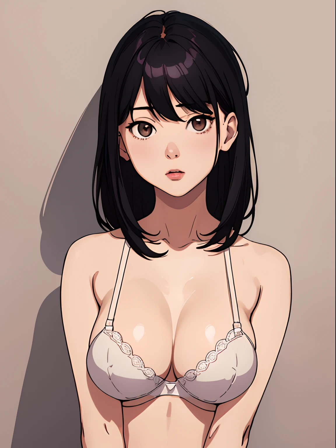 simple background、(​masterpiece、top-quality:1.2)、((facing front:1.2))、With bangs、Young woman at ************、((The upper part of the body:1.2))、Promotional Art、offcial art、(show breast)、(Exposing breasts)、(Expose nipple)、Attach underwear、bra very、pantiy、tits out