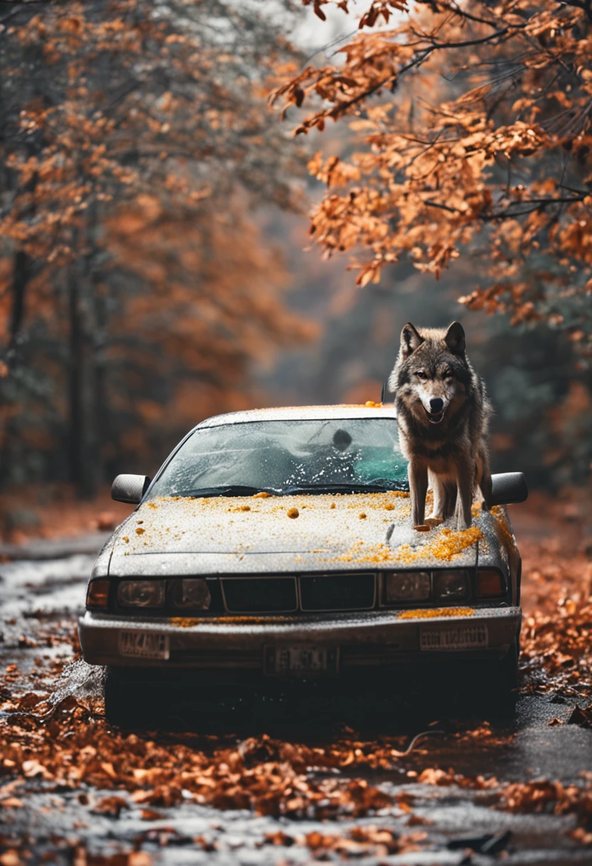 wolves washing car with wax