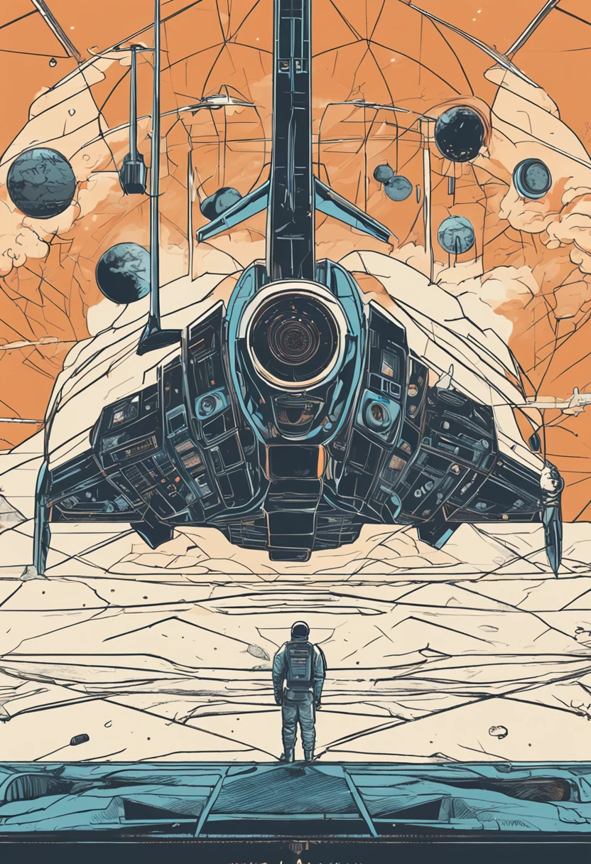 Por favor, create an illustration that represents the modern story of the 'Flight of Icarus' contextualized in the year 2023. Na imagem, mostre um jovem chamado Max, filho de um engenheiro aeroespacial instrutor, pilotando uma aeronave suborbital ultramoderna. He is ascending to heaven with a smile of enthusiasm, mas ao fundo, The spacecraft begins to disintegrate due to the extreme heat of the atmosphere. O Dr. Alan Carter, o pai de Max, is visible in a control center, with a worried expression, tentando se comunicar com Max. A Terra, majestosa e deslumbrante, should be visible in the distance. The image should convey a sense of emotion, urgency and acceptance of consequences