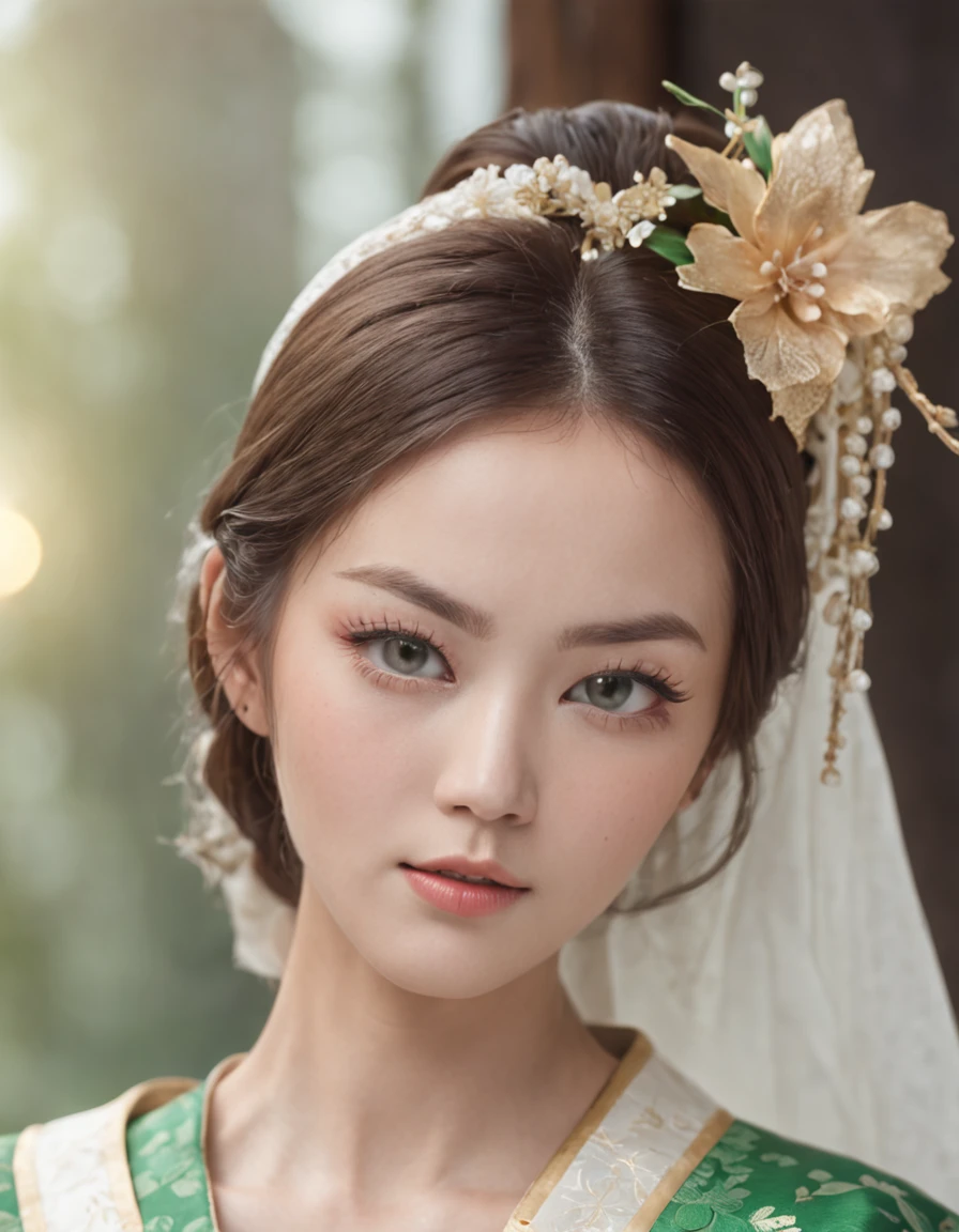 (Beautiful model in Japanese kimono commercial), ((face is 80% (beauty and elegance:1.5), 20% pretty and cute:1.5)), (She is a half Eastern European and half Asian model), ((closed mouth:2)), clear eyes, (detailed eyes, light green eyes, bright pupils), Double Eyelids, (sexy lips with a little thickness:1.2), Highly Detailed Face Texture, high-resolution RAW color photo pro photo, BREAK ultra high-resolution textures, big eyes, unparalleled masterpiece, incredible high resolution, super detailed, stunning ceramic skin, BREAK ((Best Quality, 8k)), Crisp Focus:1.2, (dignified atmosphere:1.5)