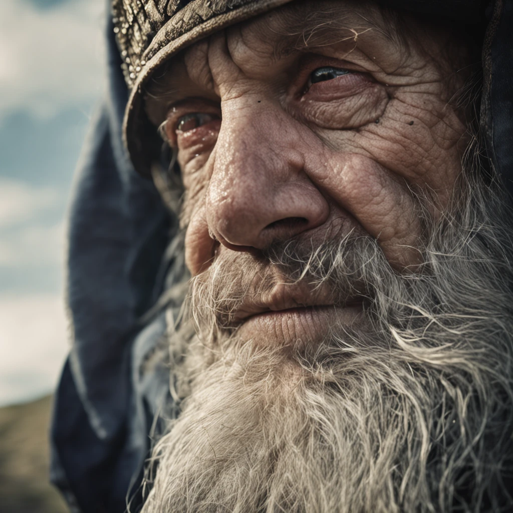 A portrait of a wizard, bearded, wrinkled, weathered, with piercing eyes, detailed face, high details, photography, natural light, Nikon D850, 50mm, f/1.4