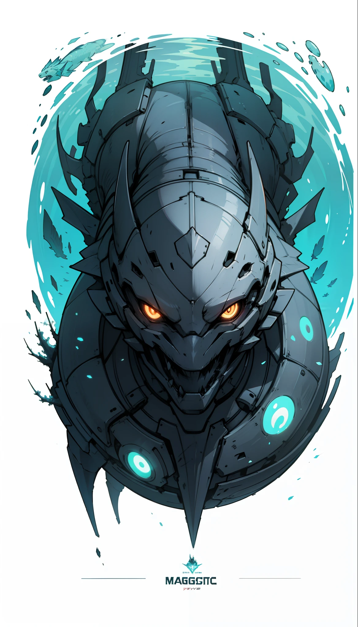 Concept gameMystical illustration depicting magical creatures glowing at the bottom of the ocean