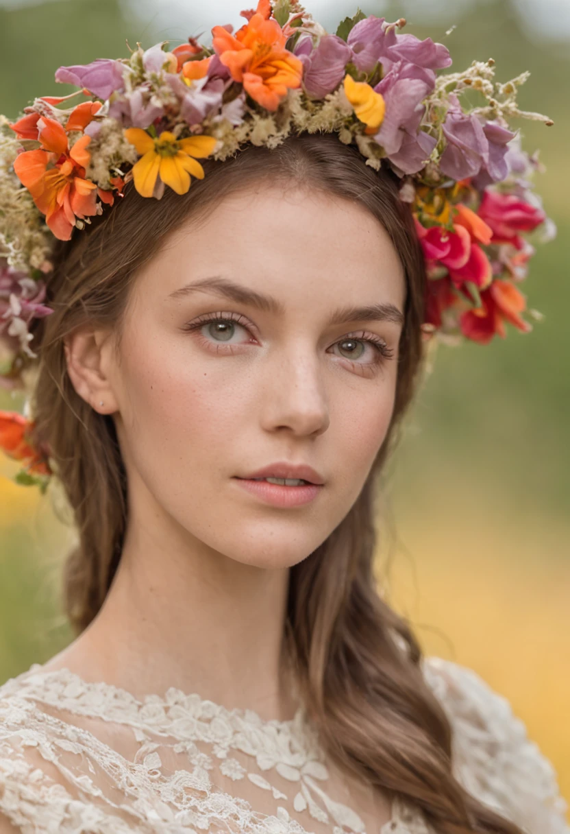 realistische junge frau im sommerkleid im kornfeld