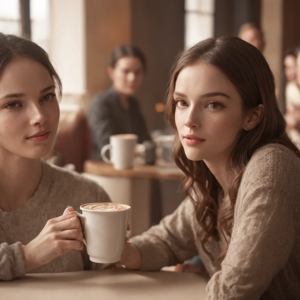 A group of friends gather in a cozy coffee shop. They are in an environment lit by natural light filtered through the curtains. They talk animatedly, each person has a unique style, reflected in their clothes and accessories.
The décor of the cafeteria is cozy, with cups of coffee. The soft lighting creates a pleasant and inviting atmosphere. The image is ultra-realistic and features high definition. (professional 3d render:1.3) af (Realistic:1.3) most beautiful artwork photo in the world, full body 8k unity render, action shot, skin pore, very dark lighting, heavyshading, Detailed, Detailed face, (vibrant, photograph realistic, Realistic, Dramatic, Dark, Sharp focus, 8K), (Highly detailed:1.4), Digital painting, rendering by octane, art stations, concept-art, smooth, Sharp focus, illustration, Art germ, (loish:0.23), wlop ilya kuvshinov, and greg rutkowski and alphonse mucha gracias, (Global illumination, Studio light, volumettic light), CGSesociety,art stations.