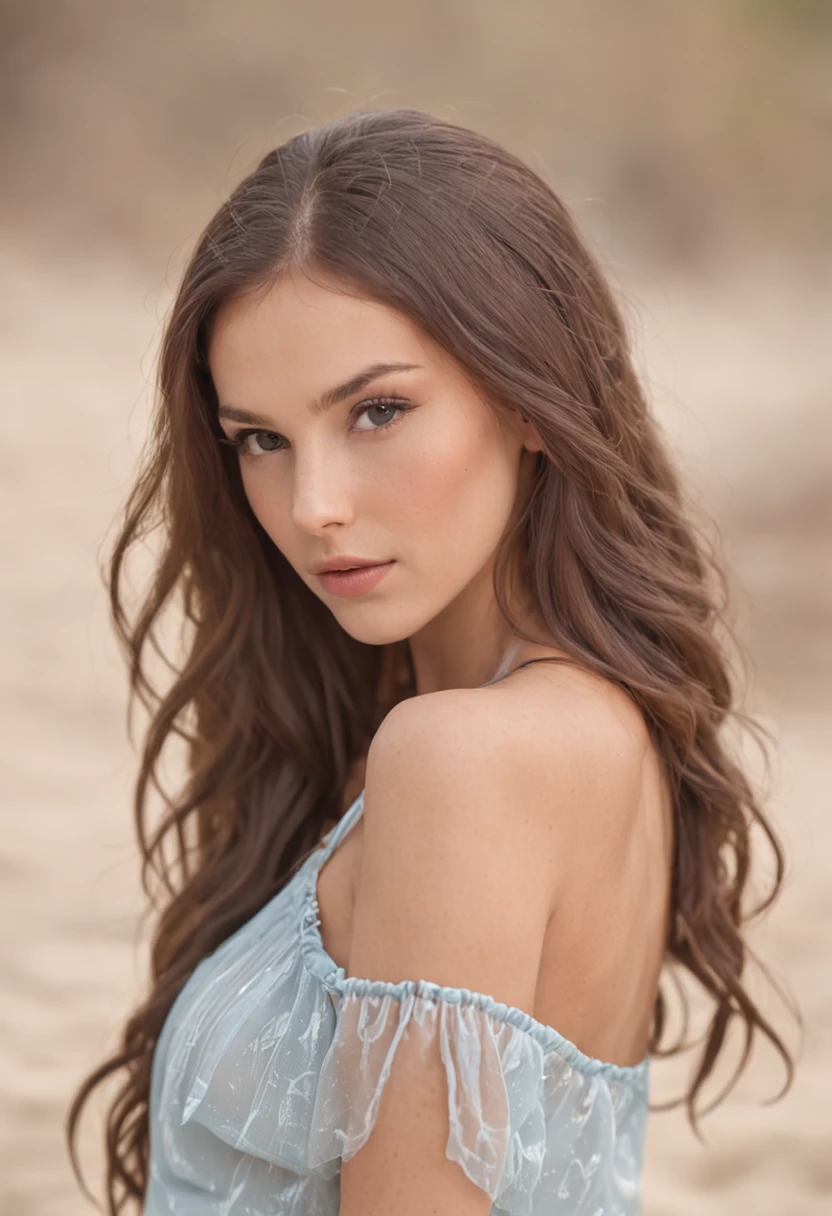 attraktives model am strand in bikini