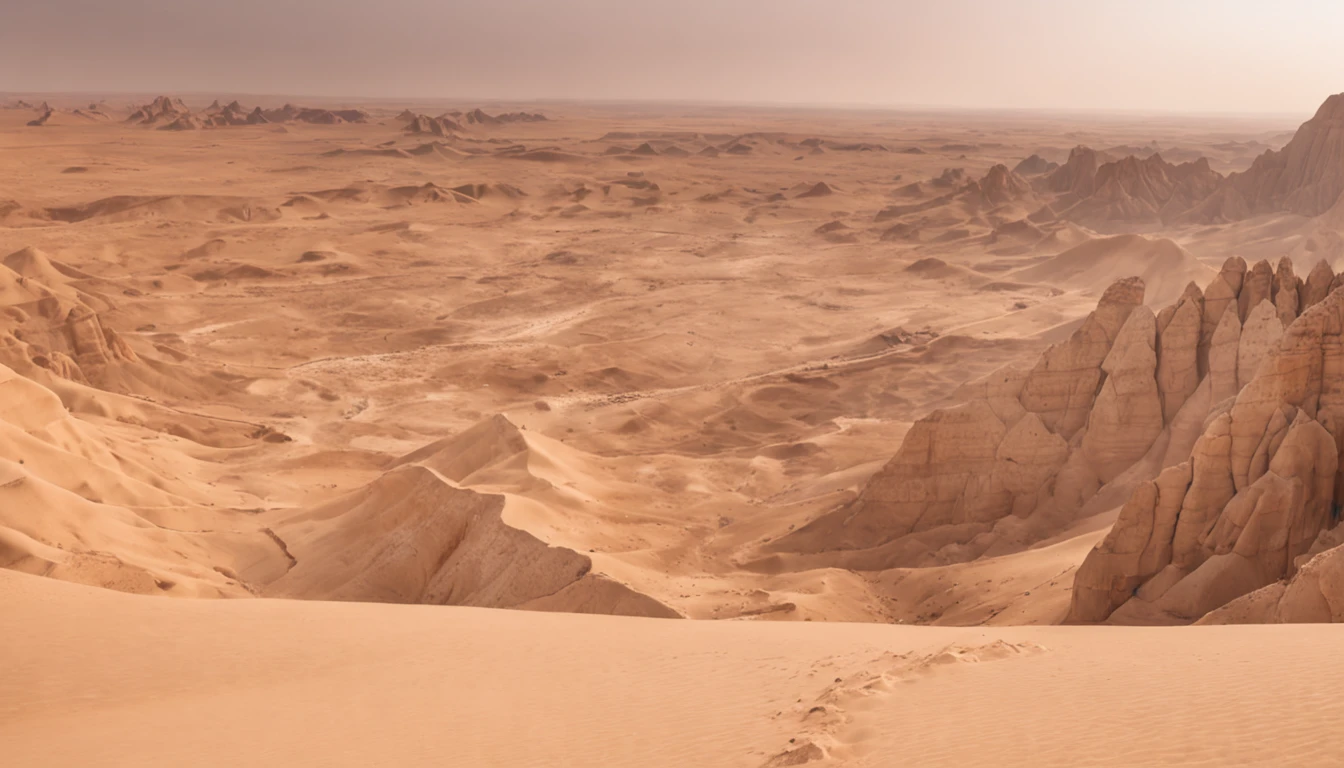 Uma Paisagem de desertos com montanhas, uma caverna, Jesus Cristo saindo da caverna, Ultra Realista