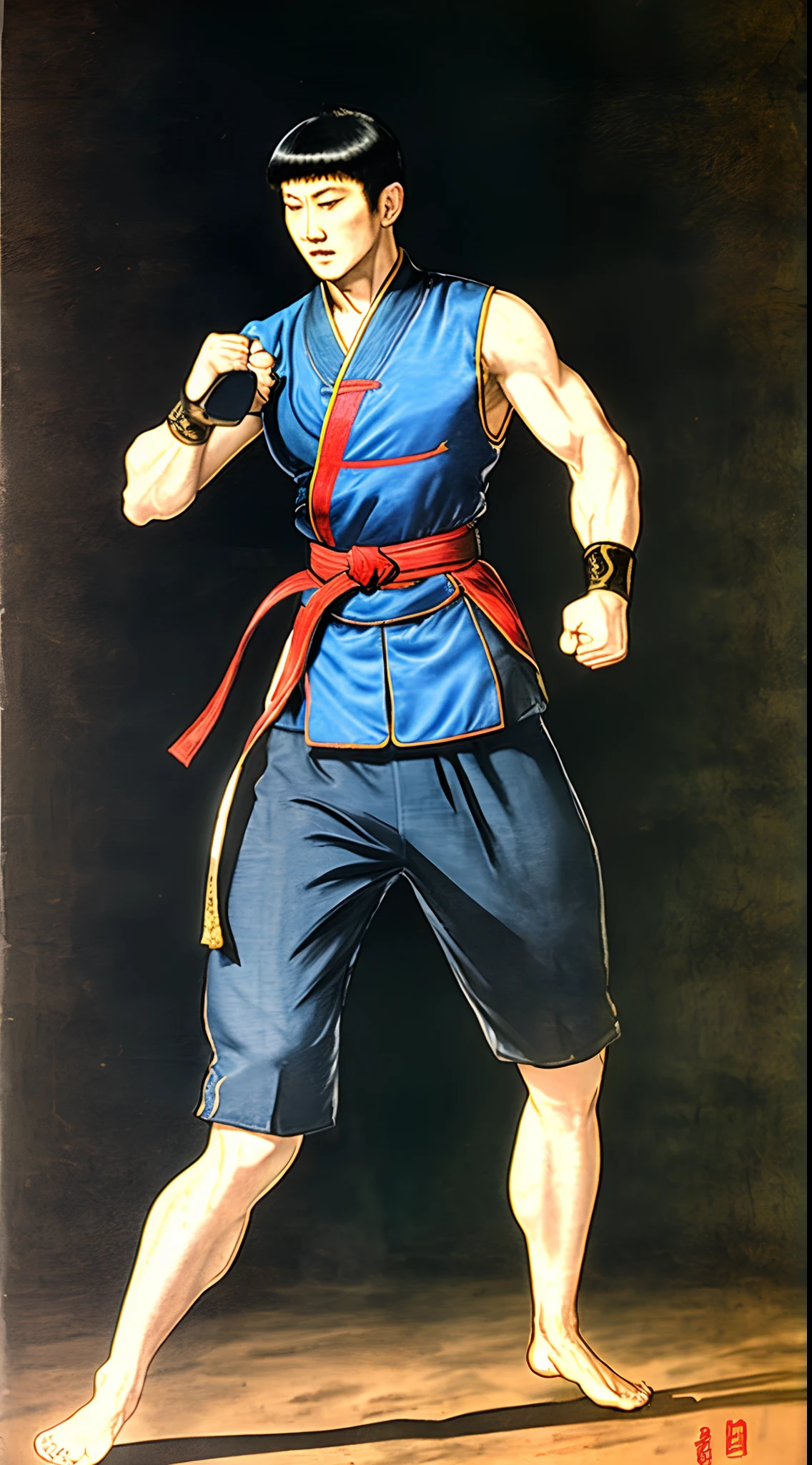 shoun，schoolboy，Handsome，martial arts，fistfight，Fight，Taoist uniform，The barefoot