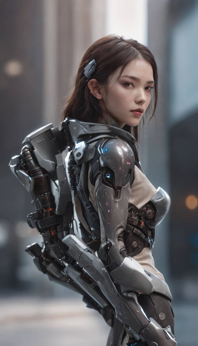 Film-graded film, dramatic scene, Photography, primitive, Masterpiece, ultra-wide-angle, Walk on a cyberpunk cityscape, ultra fine photos, (cyborg arm:1.3), Medium full shot of a female ninja wearing mech armor in chest, pelvis, and arms part, Best quality, 超高分辨率, Photorealistic, volumetric light, stunningly beautiful, Half body, Delicate face, Vibrant eyes, Original photo, 1 girl, Solo, 1 girl, (Don Ding:1.3), (Twia), future-tech, Futuristic, Hologram augmented reality, (Extremely detailed CG Unity 8K wallpaper), most beautiful artwork in the world, Professional photography, trending on artstation, trending on CGSociety, intricately detailed, High detail, Sharp focus, Dramatic, Photorealistic, Cyberpunk, Futuristic, Pale skin, Slim body, (high-detail skin:1.2), 8K UHD, Digital SLR, Soft lighting, High quality, film grain, Glossy, (Highest quality:1.3), (Sharp focus:1.5), (Photorealistic:1.3), (Highly detailed skin), (Detailed face), (high-detail skin:1.2), (glistening skin:1.2), cyborg arm, (Highly detailed skin texture:1.15), (Detailed face), (high-detail skin:1.2), (glistening skin:1.15), Glossy, (cyborg arm:1.5), B8 Star Girl, boxing gloves, Japanese, Cyberpunk Street, (natta:1.2), Heavy fog, (rain:1.2), film grain, Glossy, water Reflections, pergaminhos