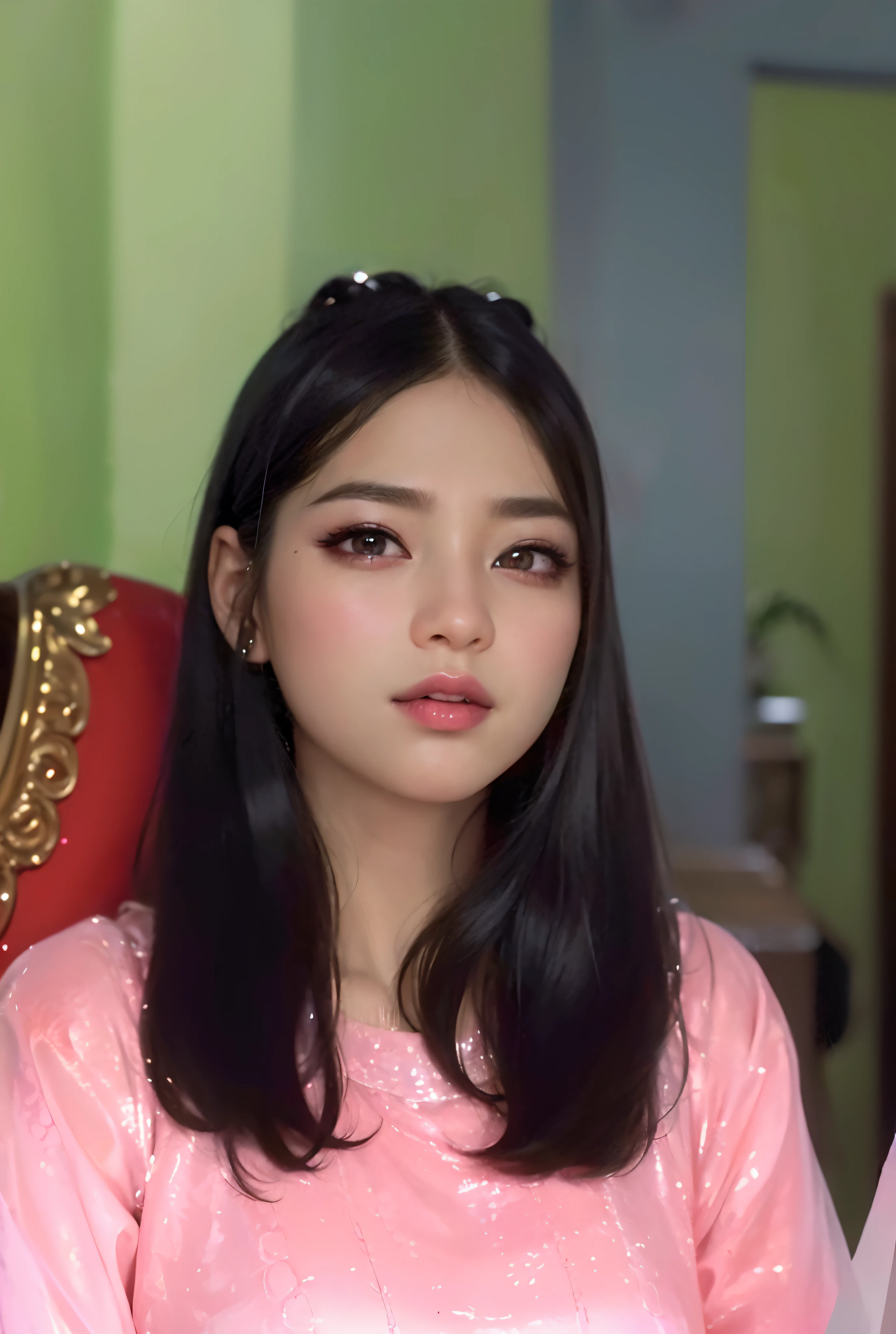 (8k, RAW photo, photorealistic:1.25) ,( lipgloss, eyelashes, gloss-face, glossy skin, best quality, ultra highres, depth of field, chromatic aberration, caustics, Broad lighting, natural shading,Kpop idol) looking at viewer with a serene and goddess-like happiness,