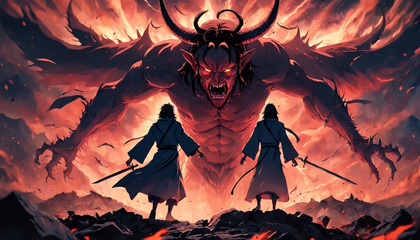 battle between jesus christ and demon, realistic, 8k