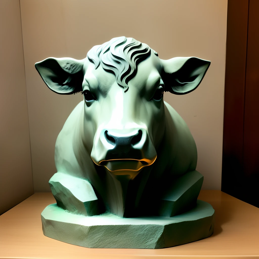 Stone statue in the shape of a cow,Scale 16:9